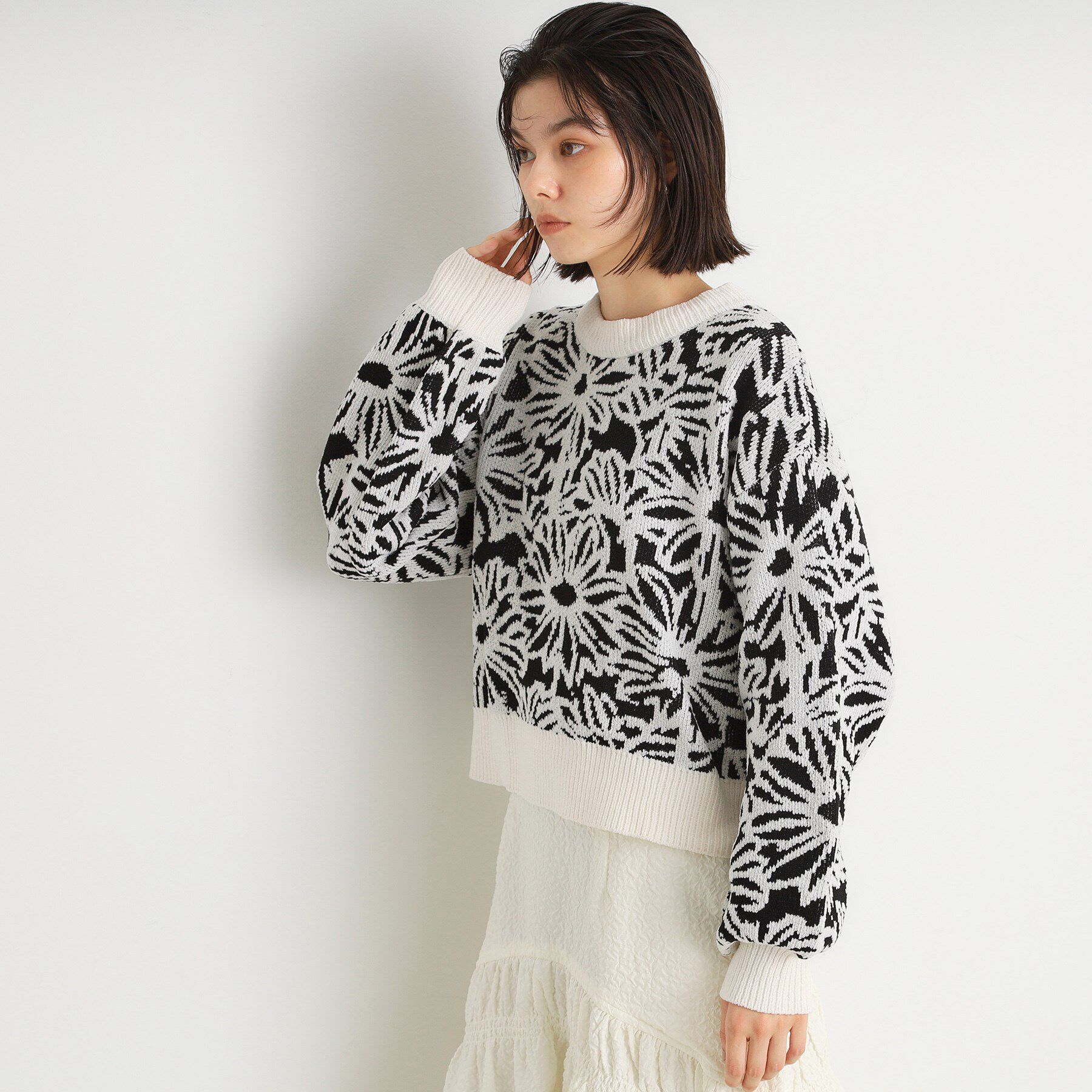 THE SHOP TK「花柄モールニットプルオーバー」|ニット・セーター|