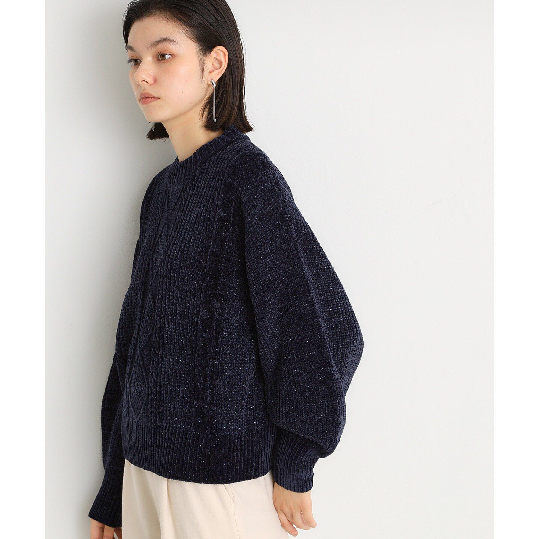 THE SHOP TK「ラメケーブルモールニット【洗える】」|ニット・セーター|