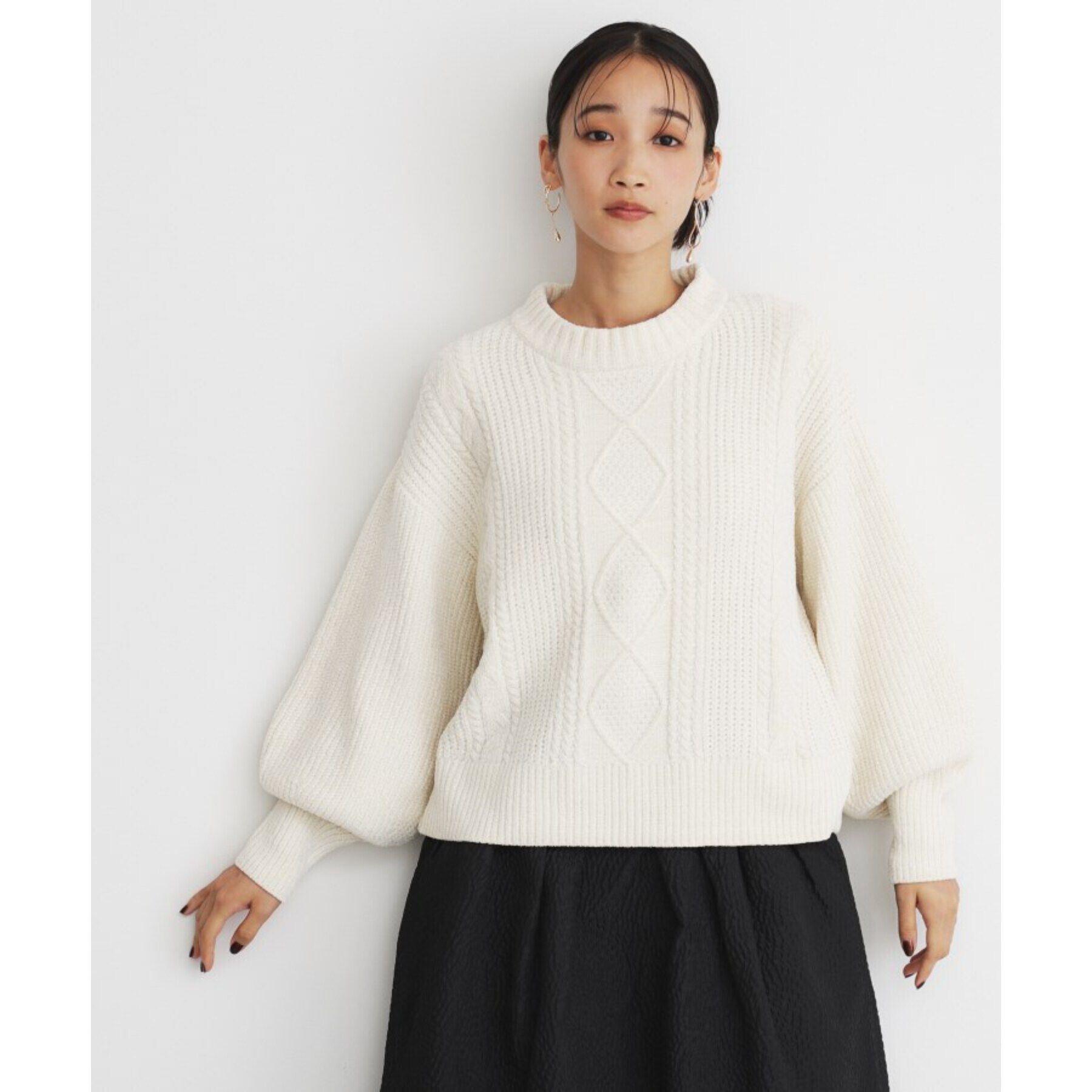 THE SHOP TK「ラメケーブルモールニット【洗える】」|ニット・セーター|