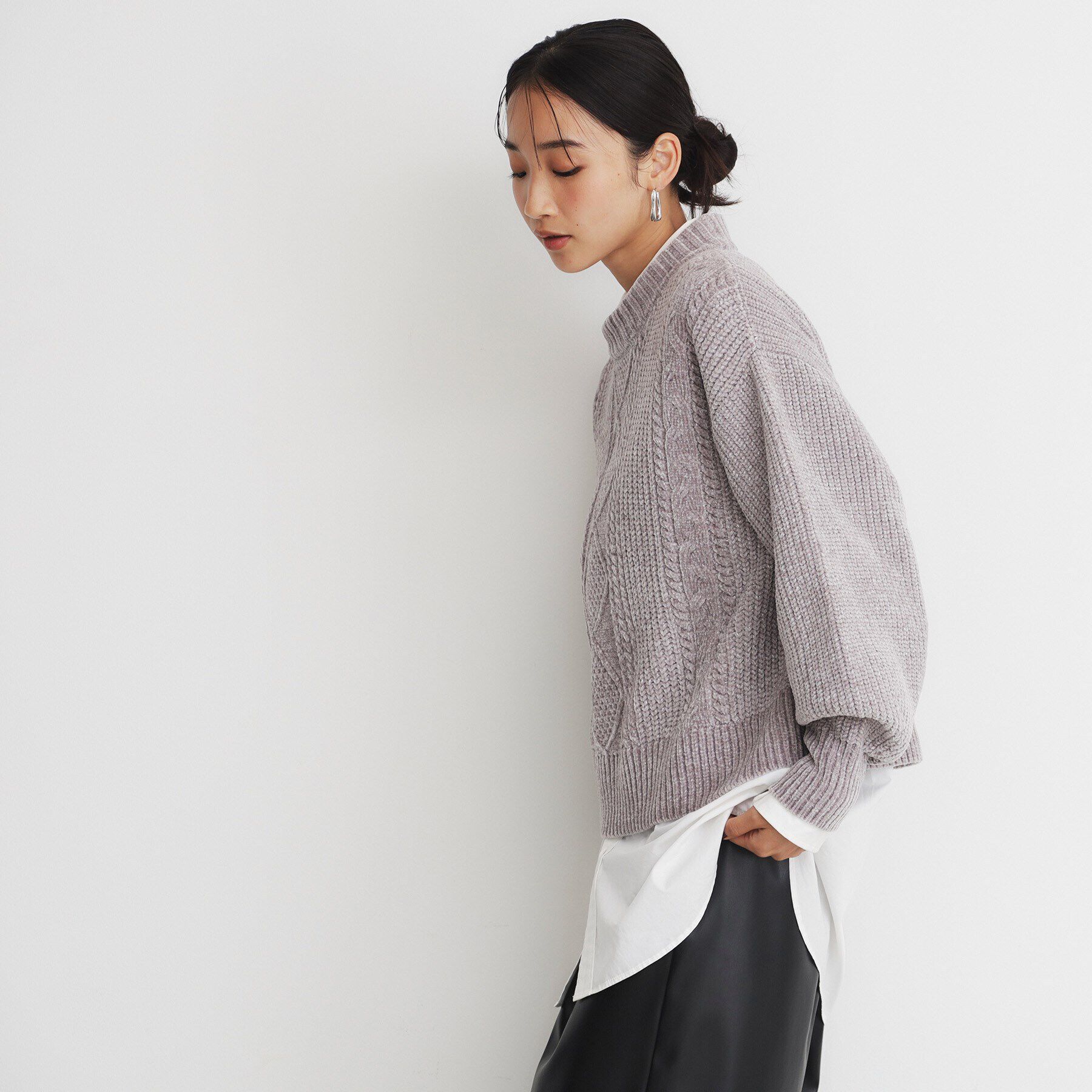 THE SHOP TK「ラメケーブルモールニット【洗える】」|ニット・セーター|