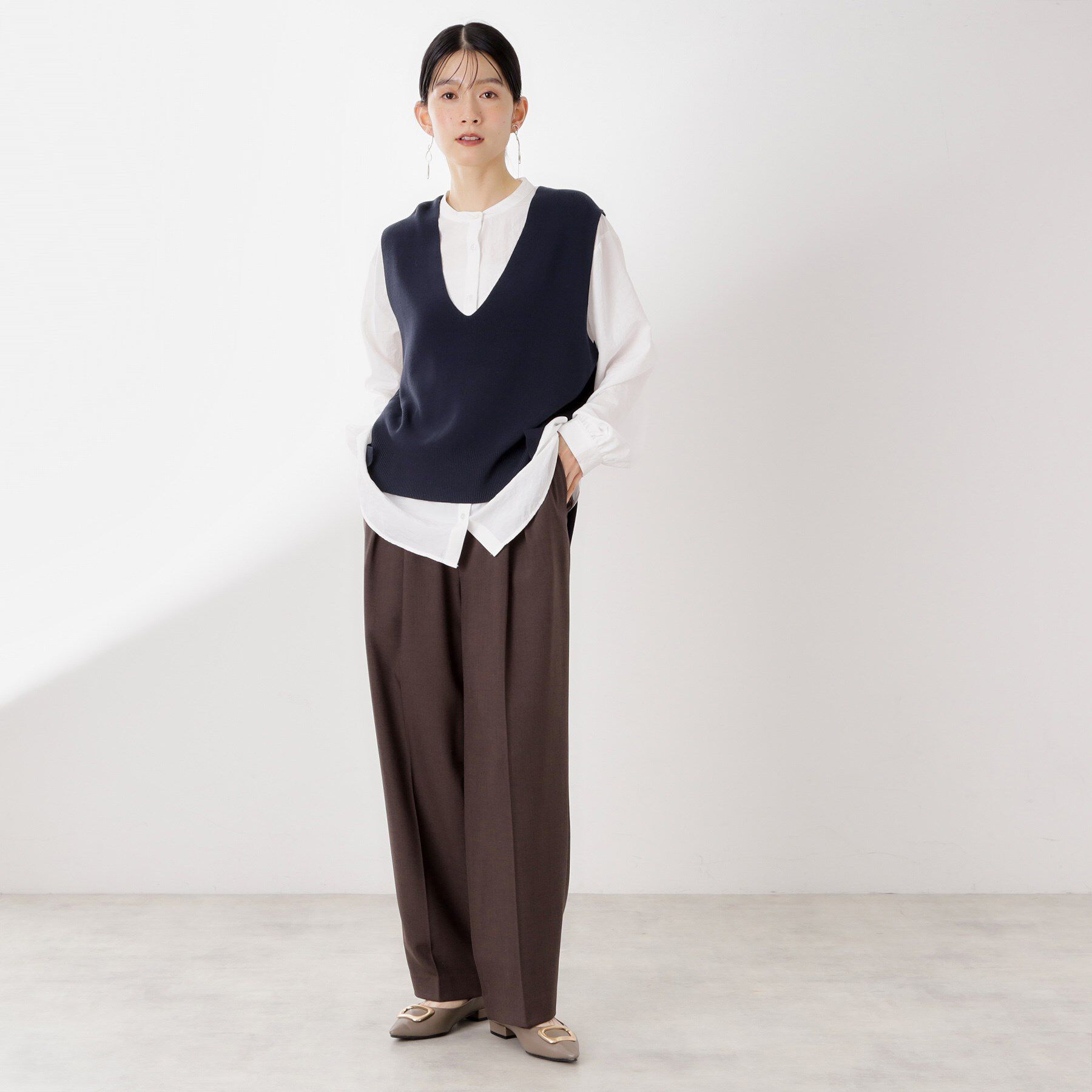 THE SHOP TK「【春まで着られる】ニットベスト＆ブラウスセット/洗濯機OK」|シャツ・ブラウス|