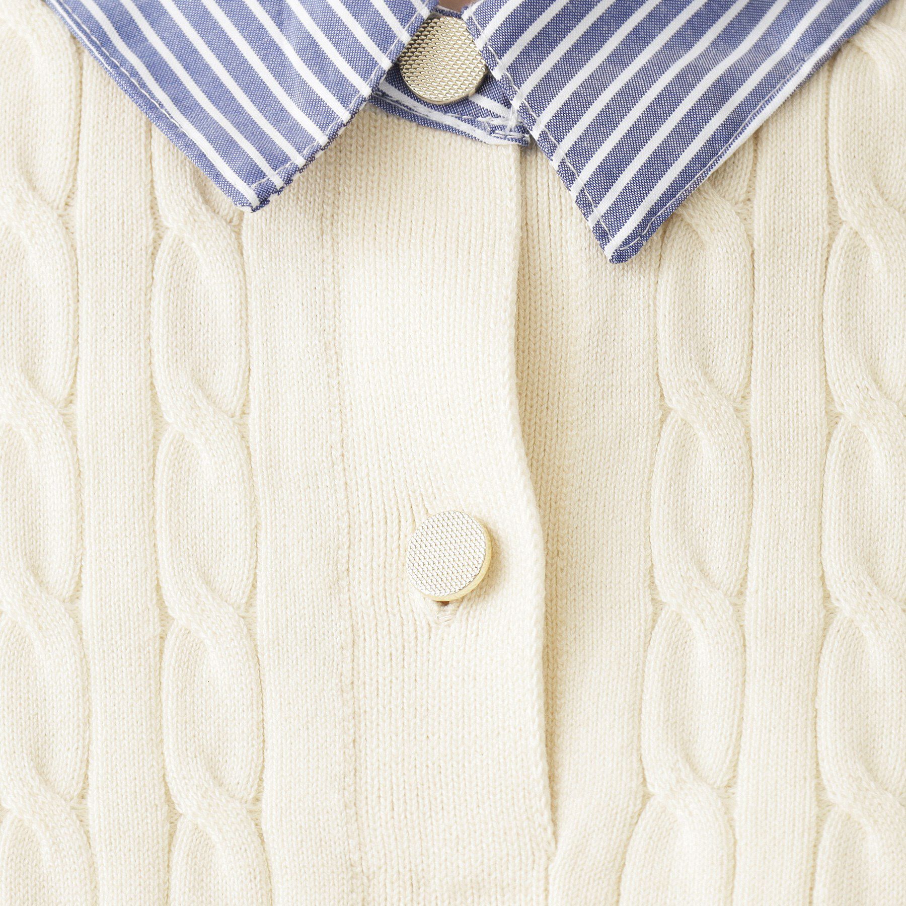 THE SHOP TK「【着るだけでコーデ完成】シャツレイヤード風 ケーブルニット」|ニット・セーター|