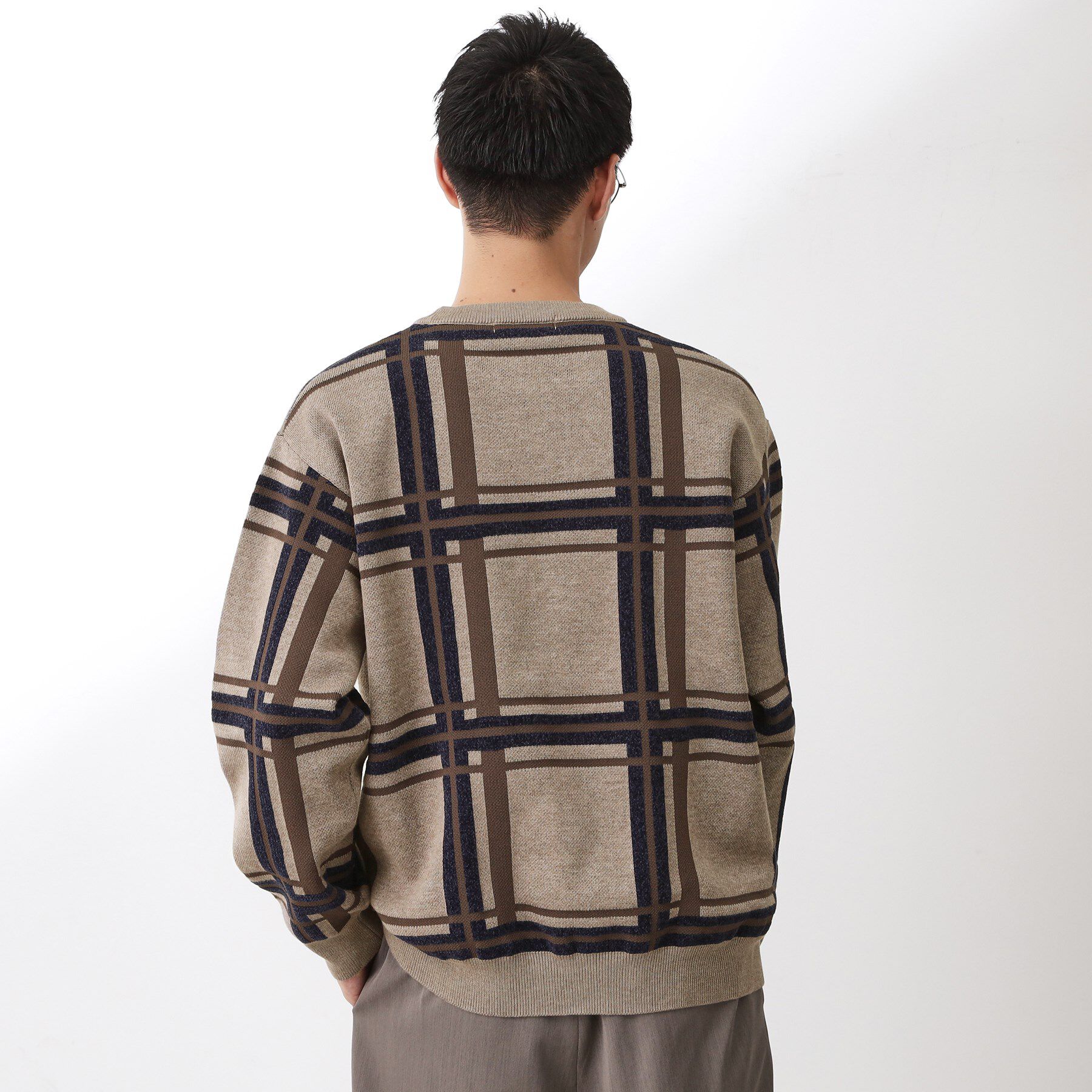 THE SHOP TK「チェックジャカードニット【洗濯機OK】」|ニット・セーター|