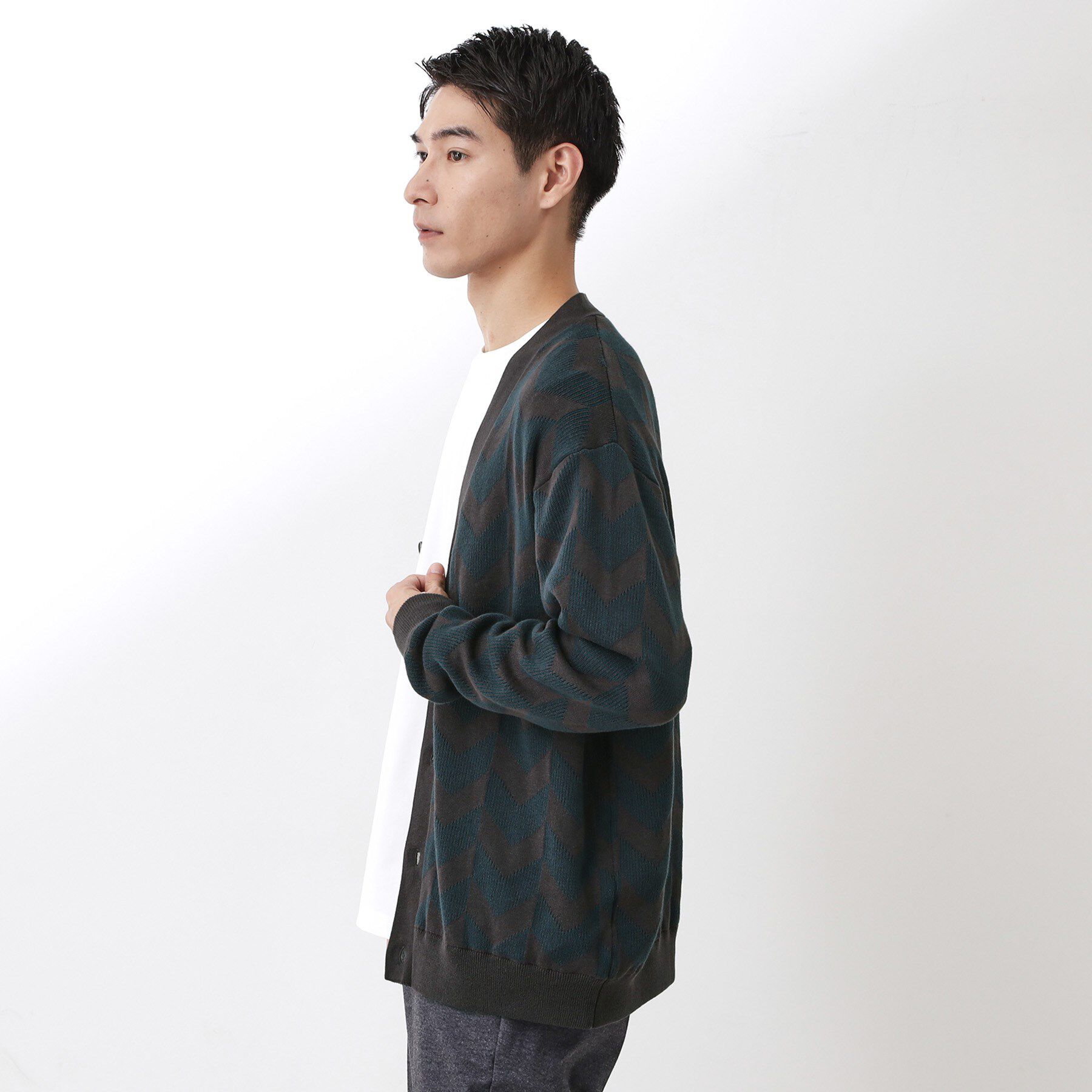 THE SHOP TK「ヘリンボンニットカーディガン」|カーディガン|