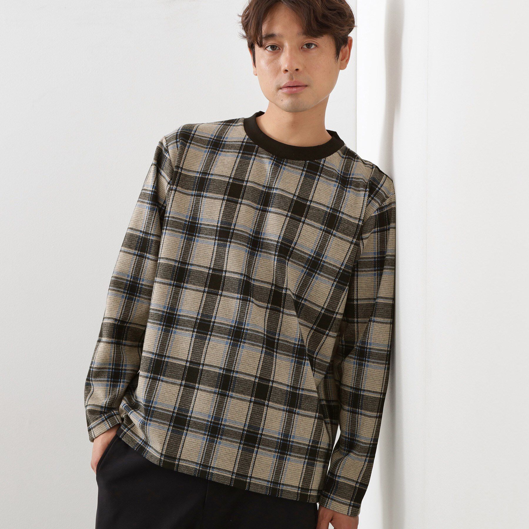 THE SHOP TK「チェックジャカードプルオーバー」|Tシャツ・カットソー|グレージュ(250)