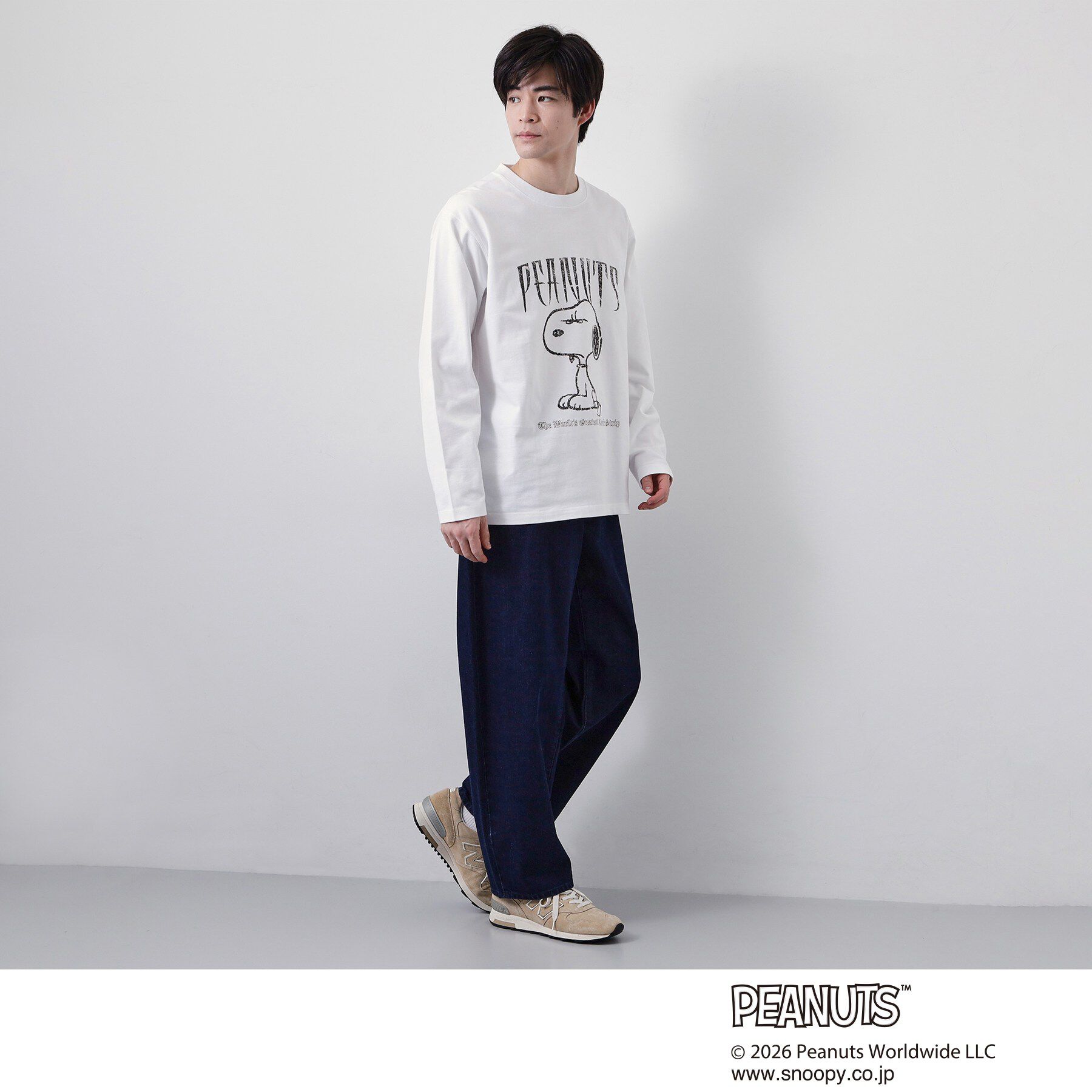 THE SHOP TK「PEANUTS ／ ピーナッツ スヌーピー ヴィンテージ風プリント長袖Tシャツ」|Tシャツ・カットソー|