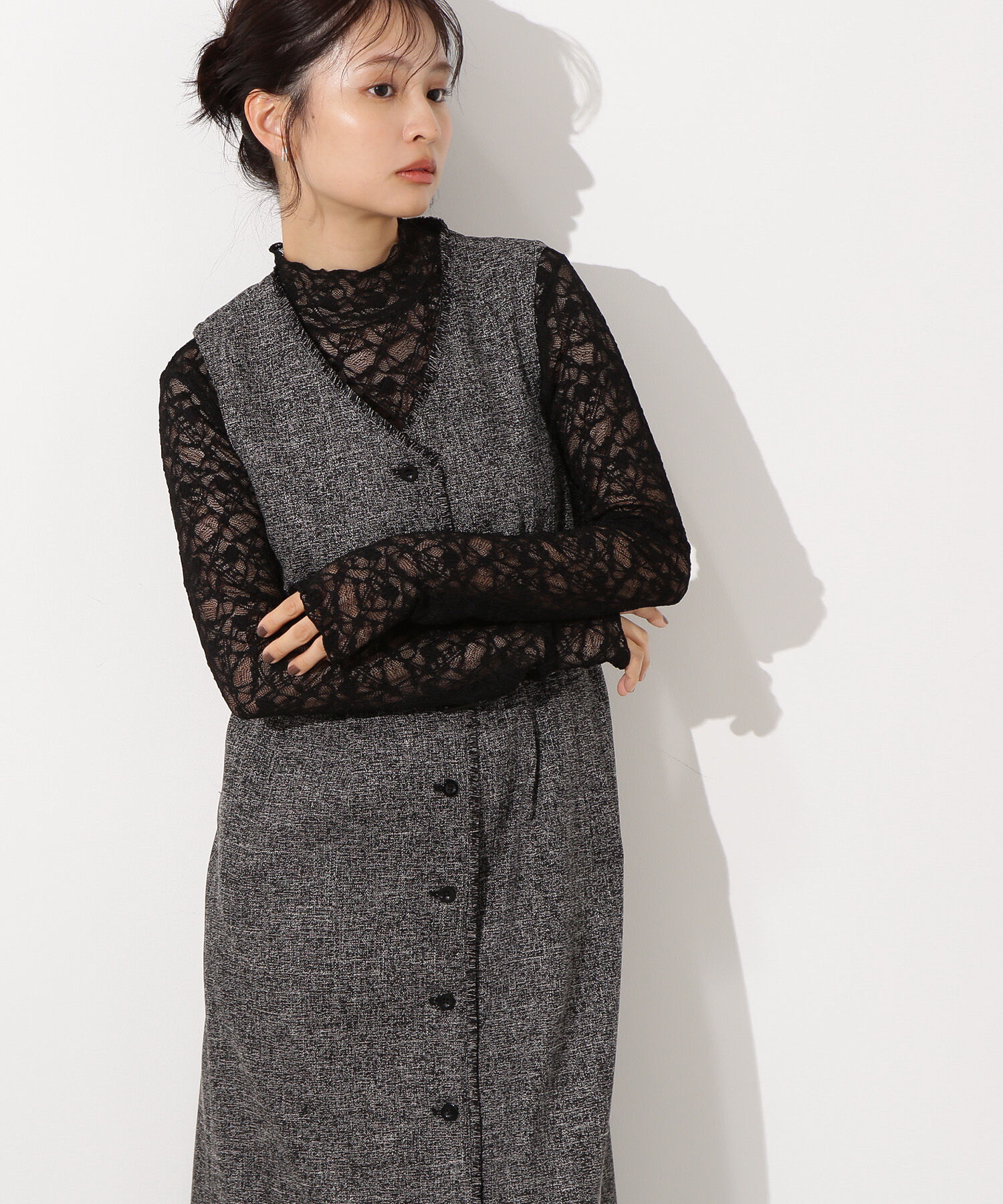  「レースハイネックカットソー」|Tシャツ・カットソー|