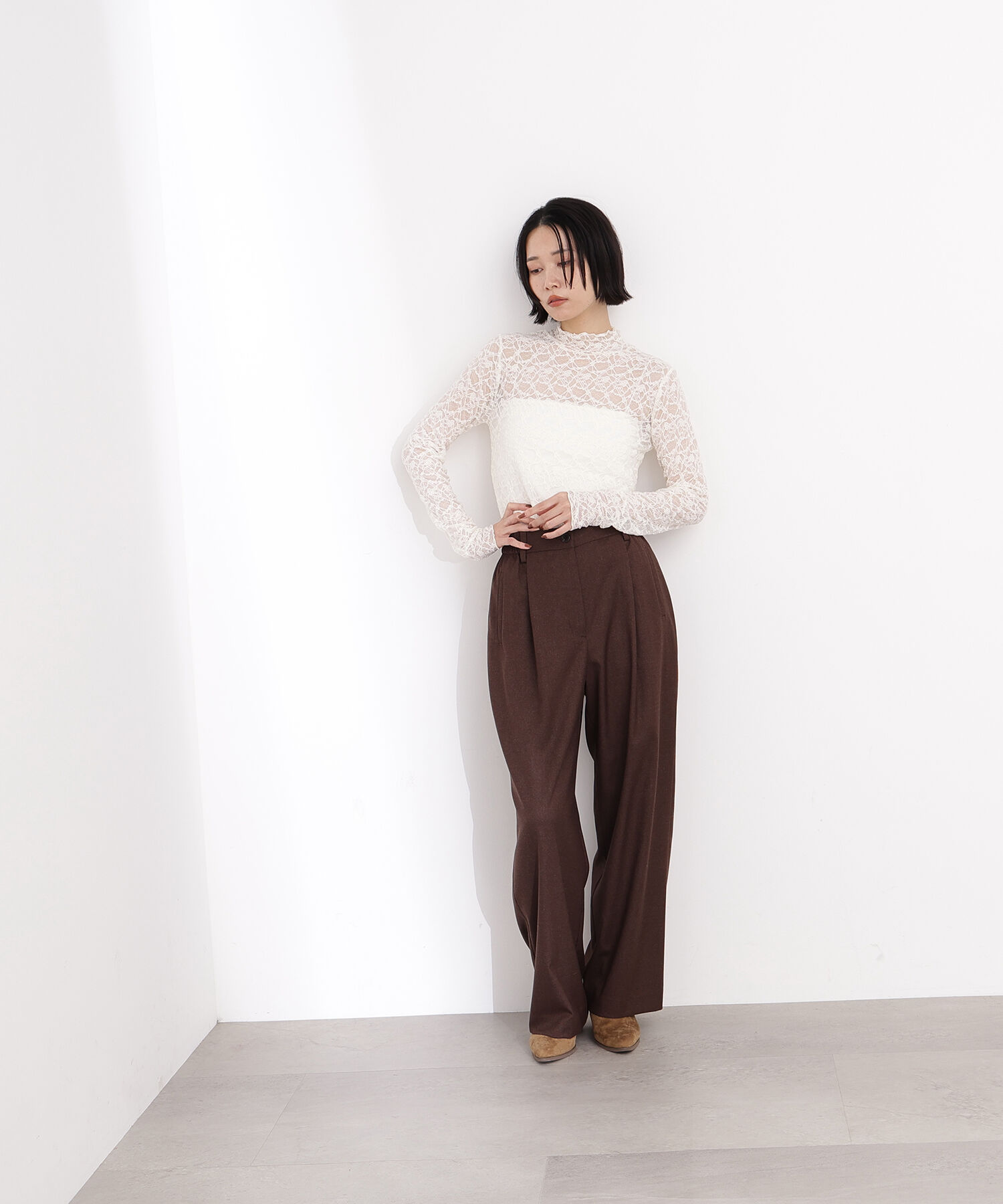  「レースハイネックカットソー」|Tシャツ・カットソー|