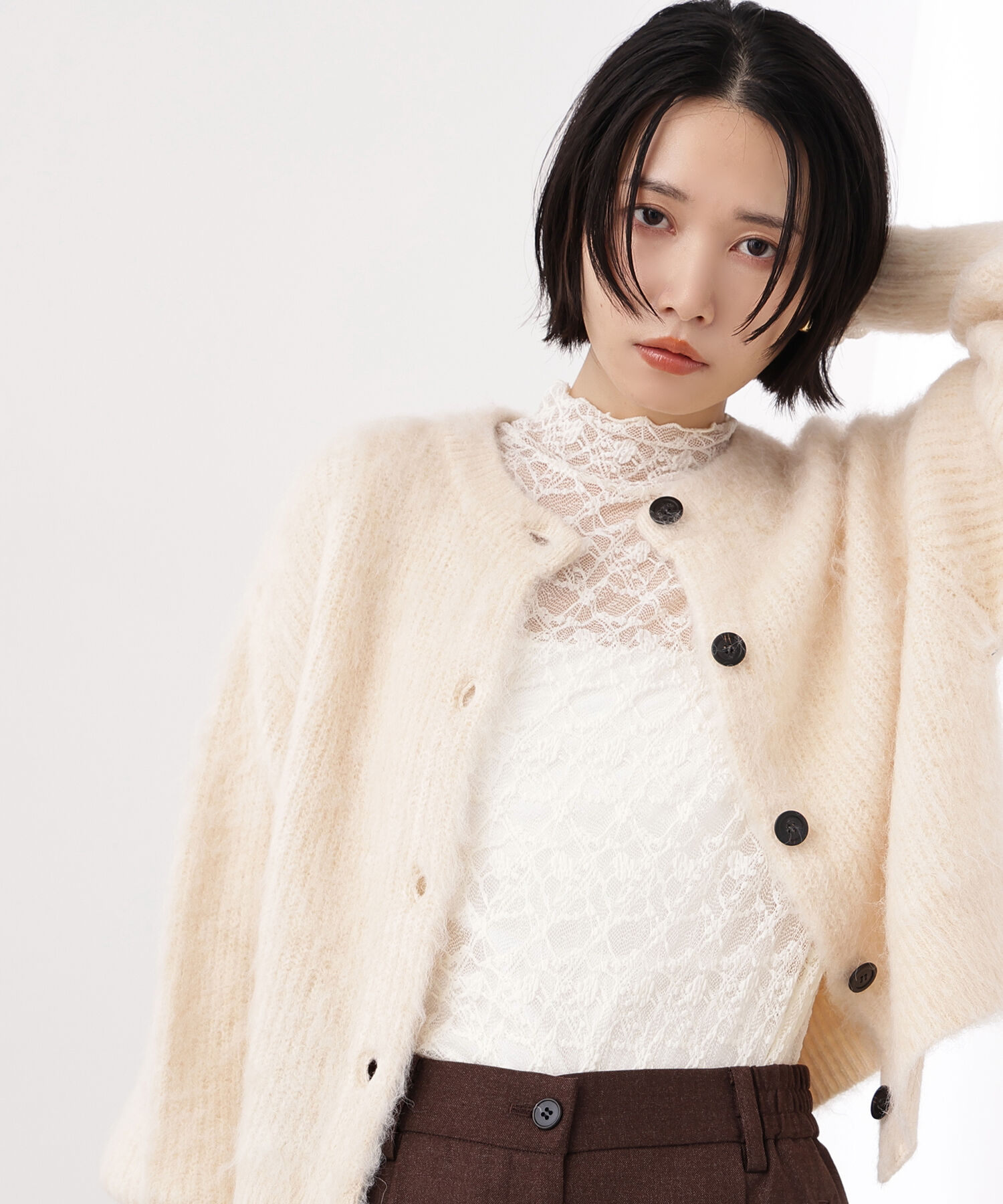  「レースハイネックカットソー」|Tシャツ・カットソー|