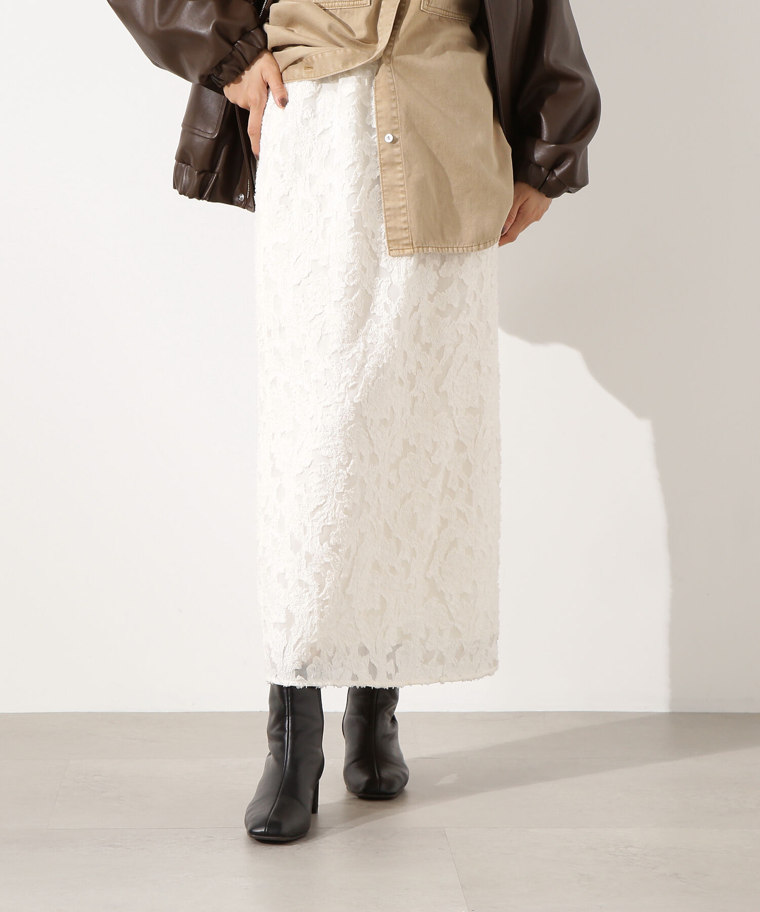  「カットジャガードナロースカート」|スカート|