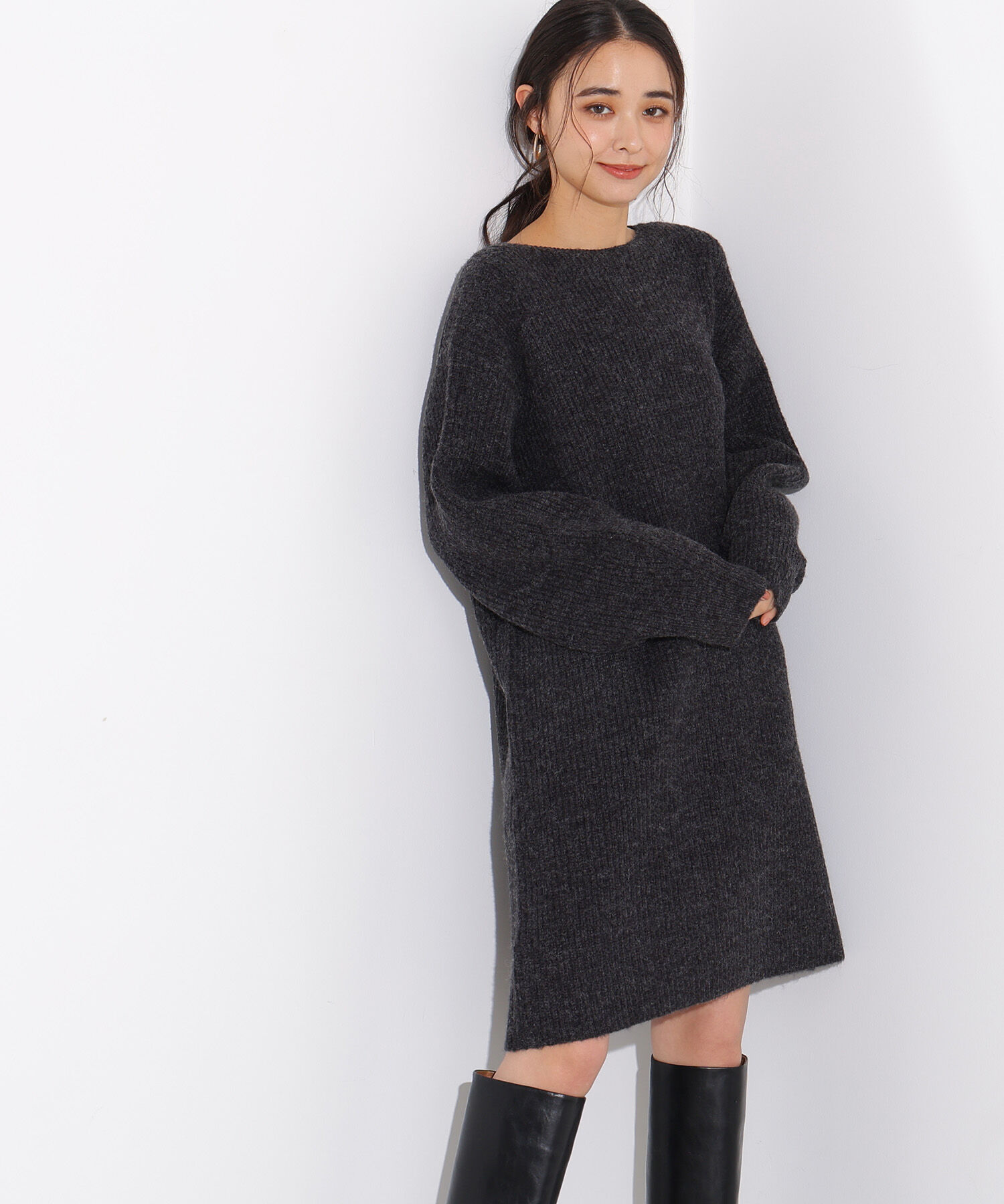  「襟付ミニニットワンピース」|スカート|