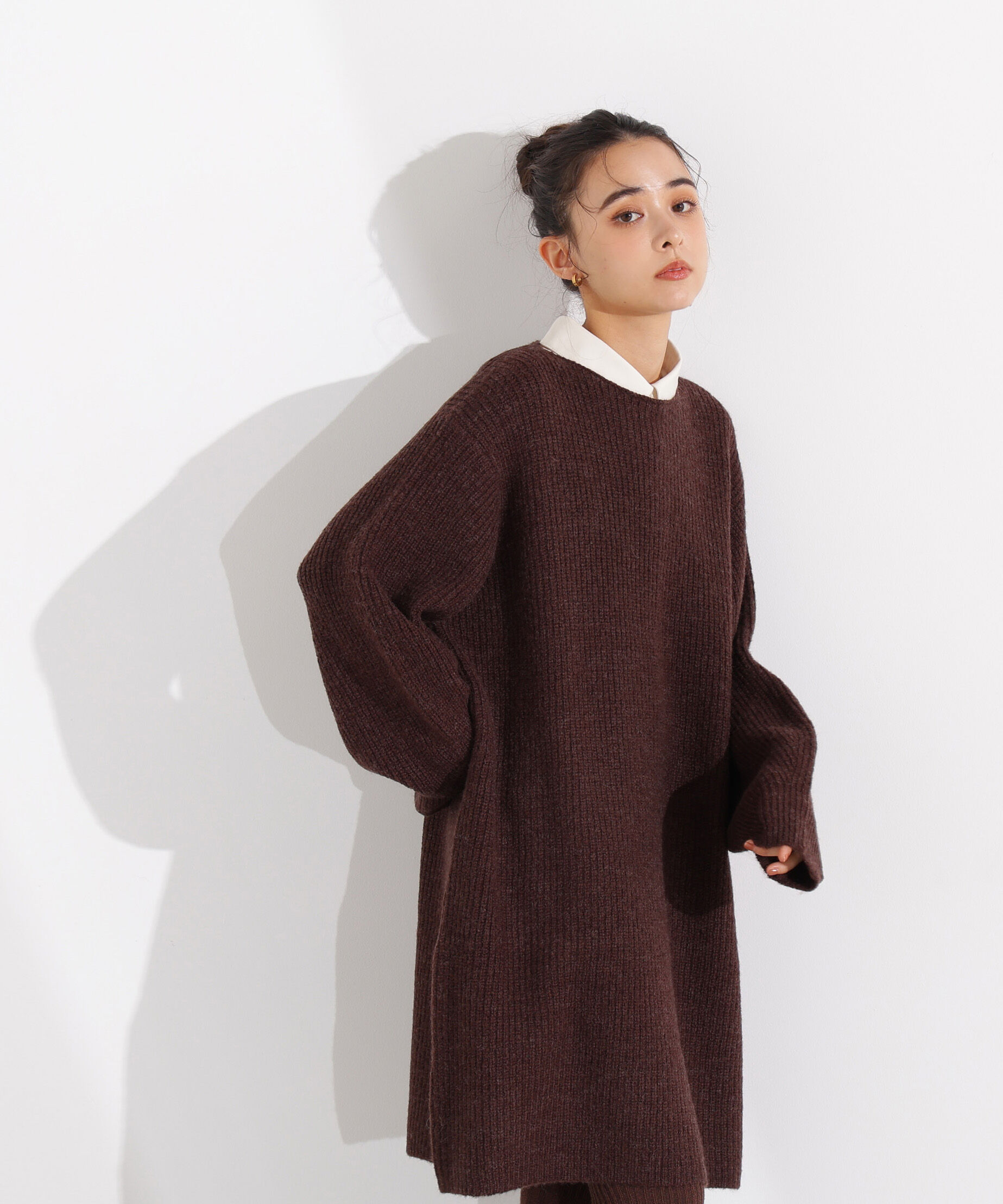  「襟付ミニニットワンピース」|スカート|