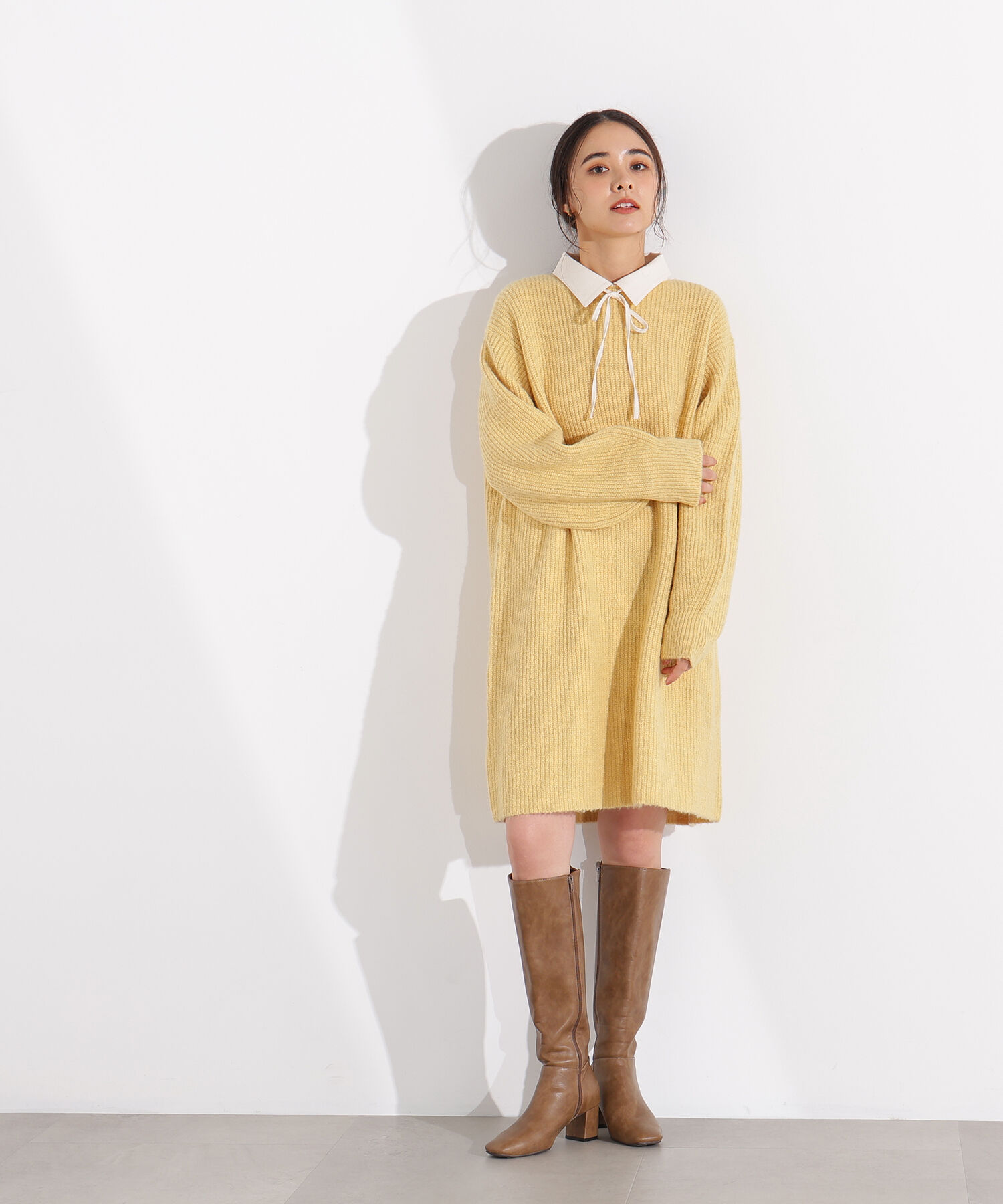  「襟付ミニニットワンピース」|スカート|