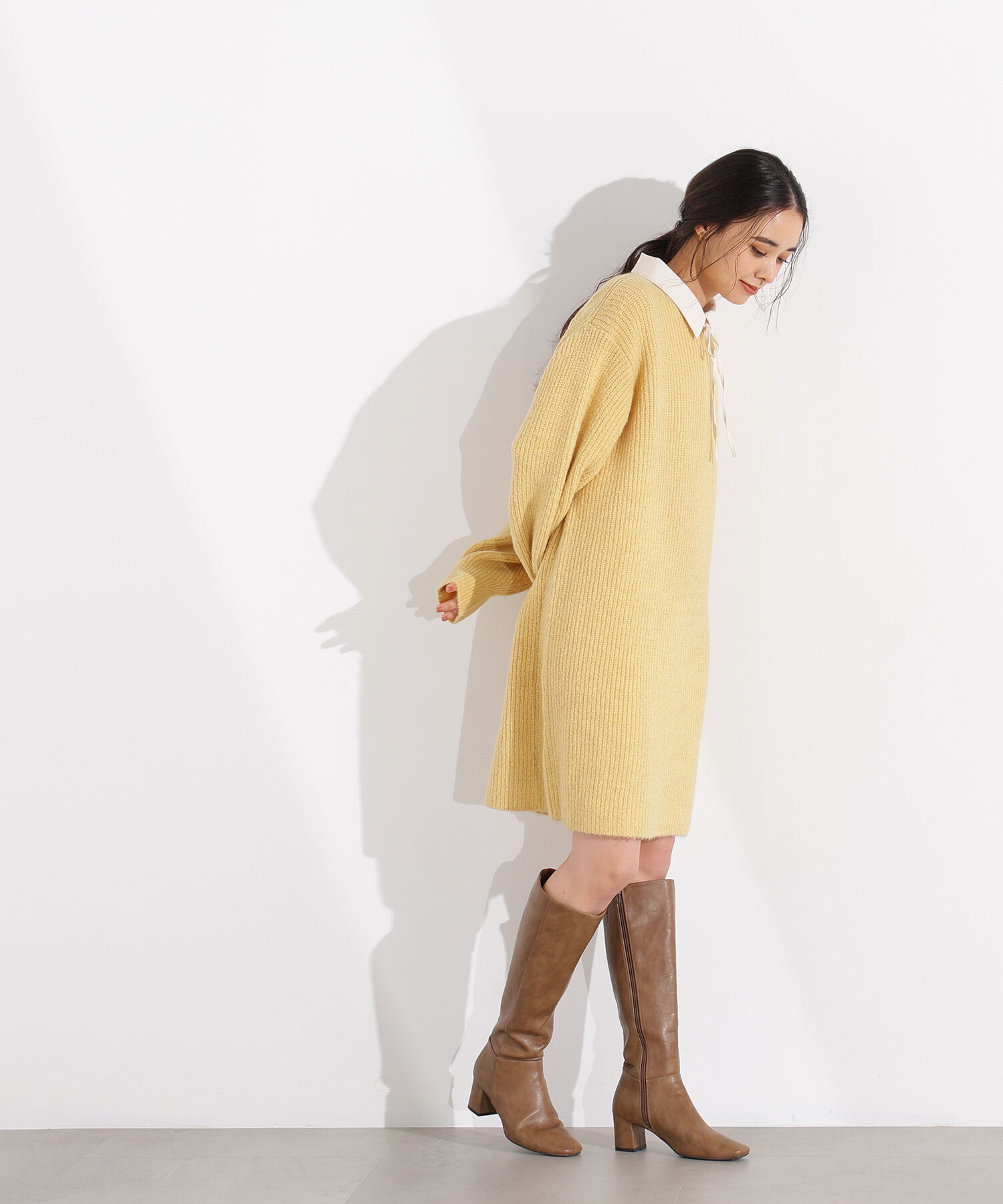  「襟付ミニニットワンピース」|スカート|