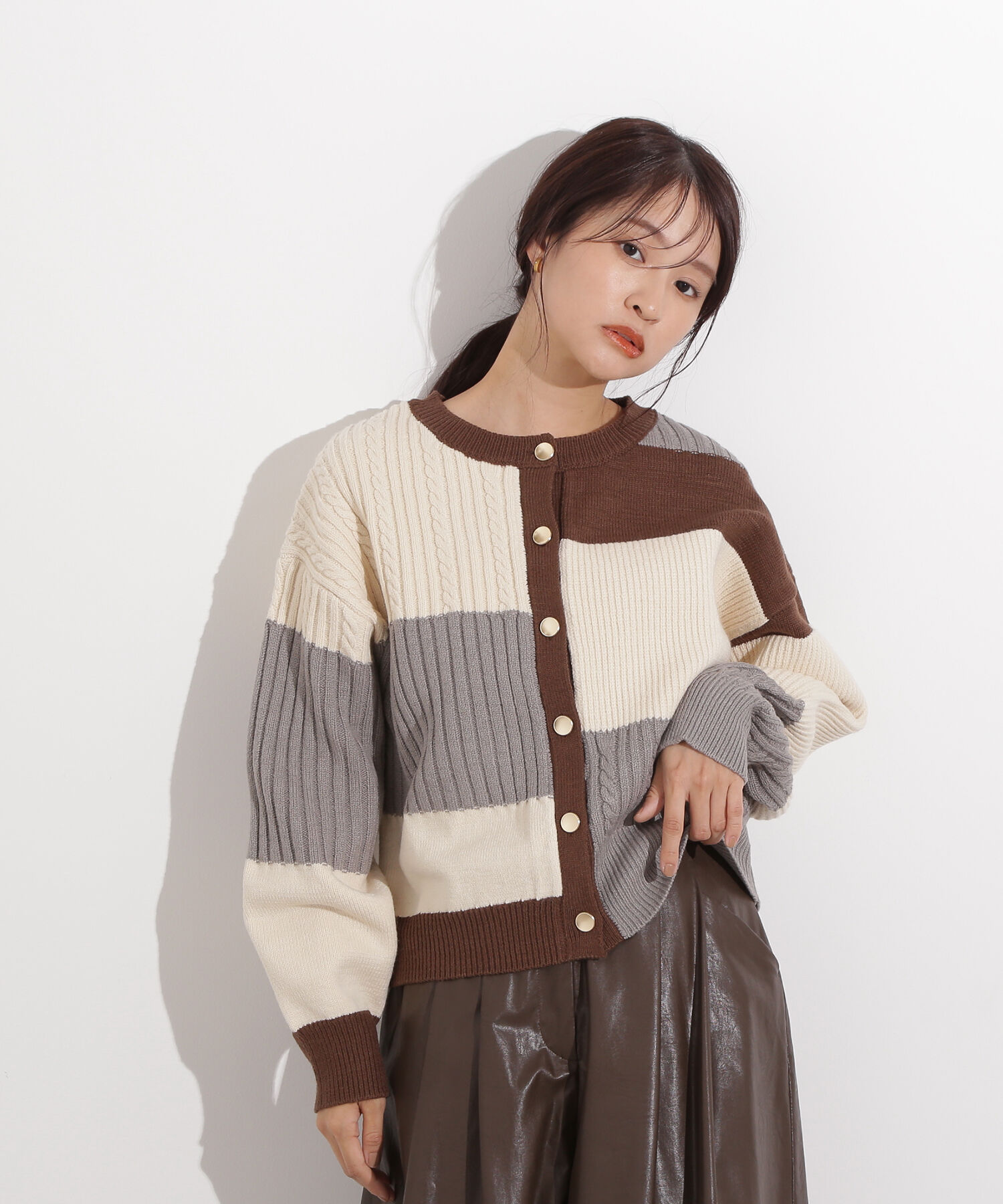  「カラーブロッキングカーディガン」|ニット・セーター|