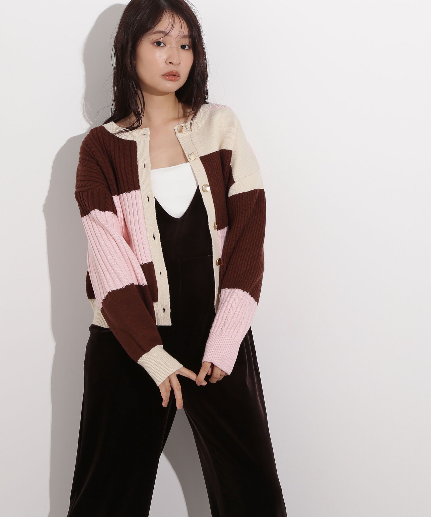  「カラーブロッキングカーディガン」|ニット・セーター|