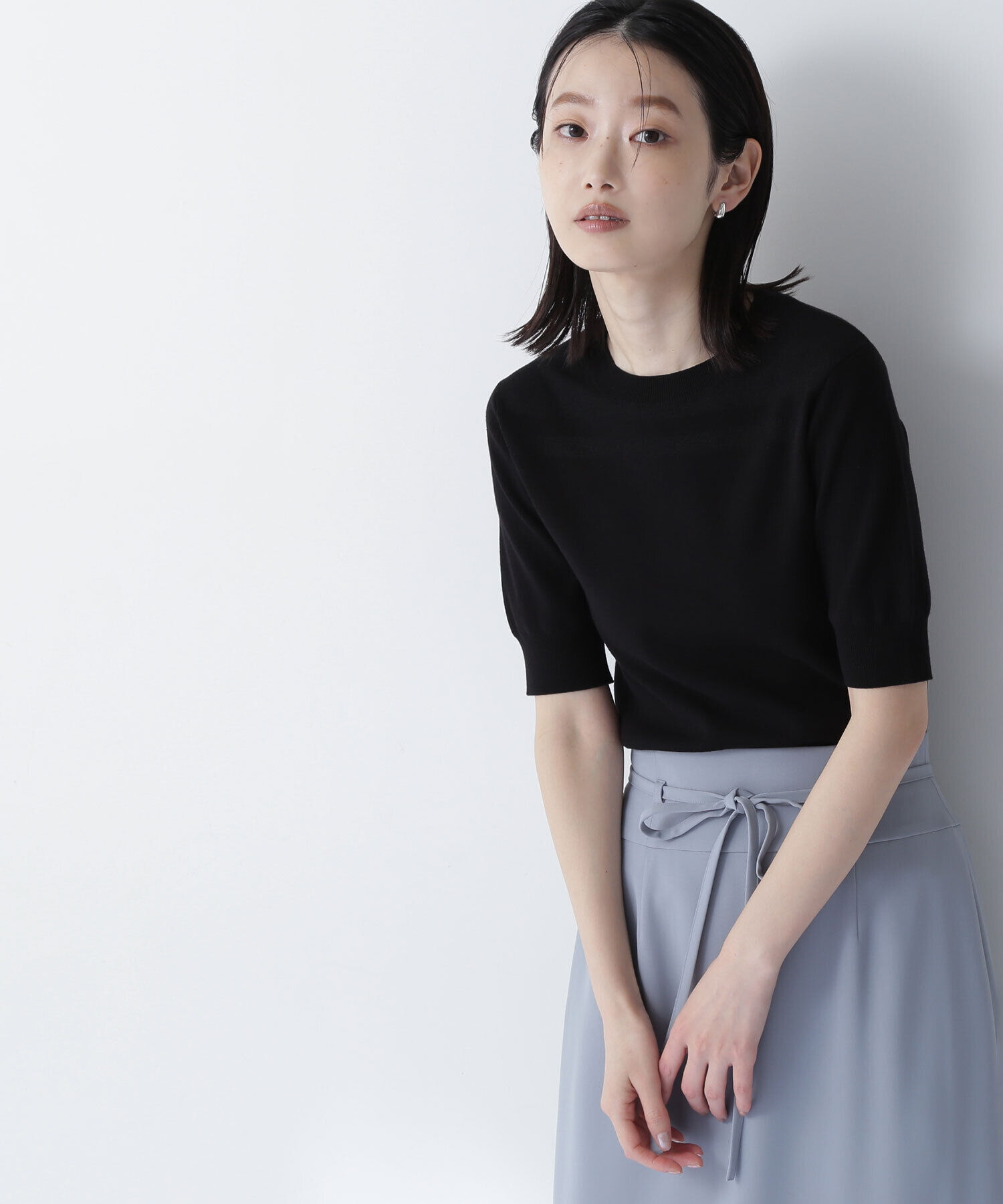  「シアー切替リブニット」|ニット・セーター|