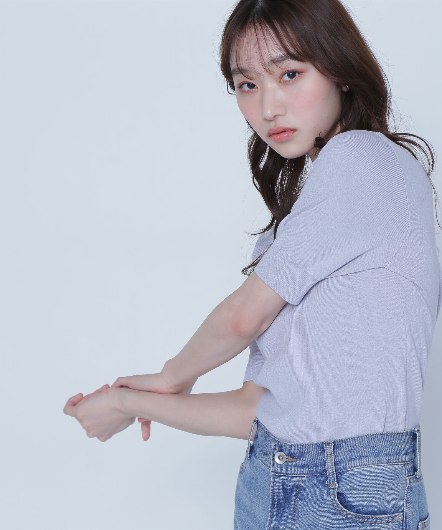  「シアー切替リブニット」|ニット・セーター|