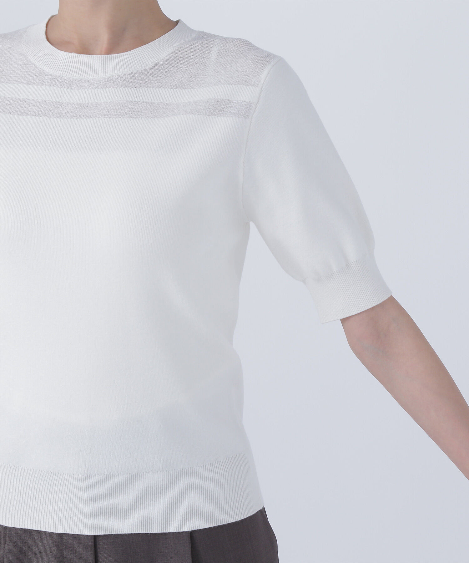  「シアー切替リブニット」|ニット・セーター|