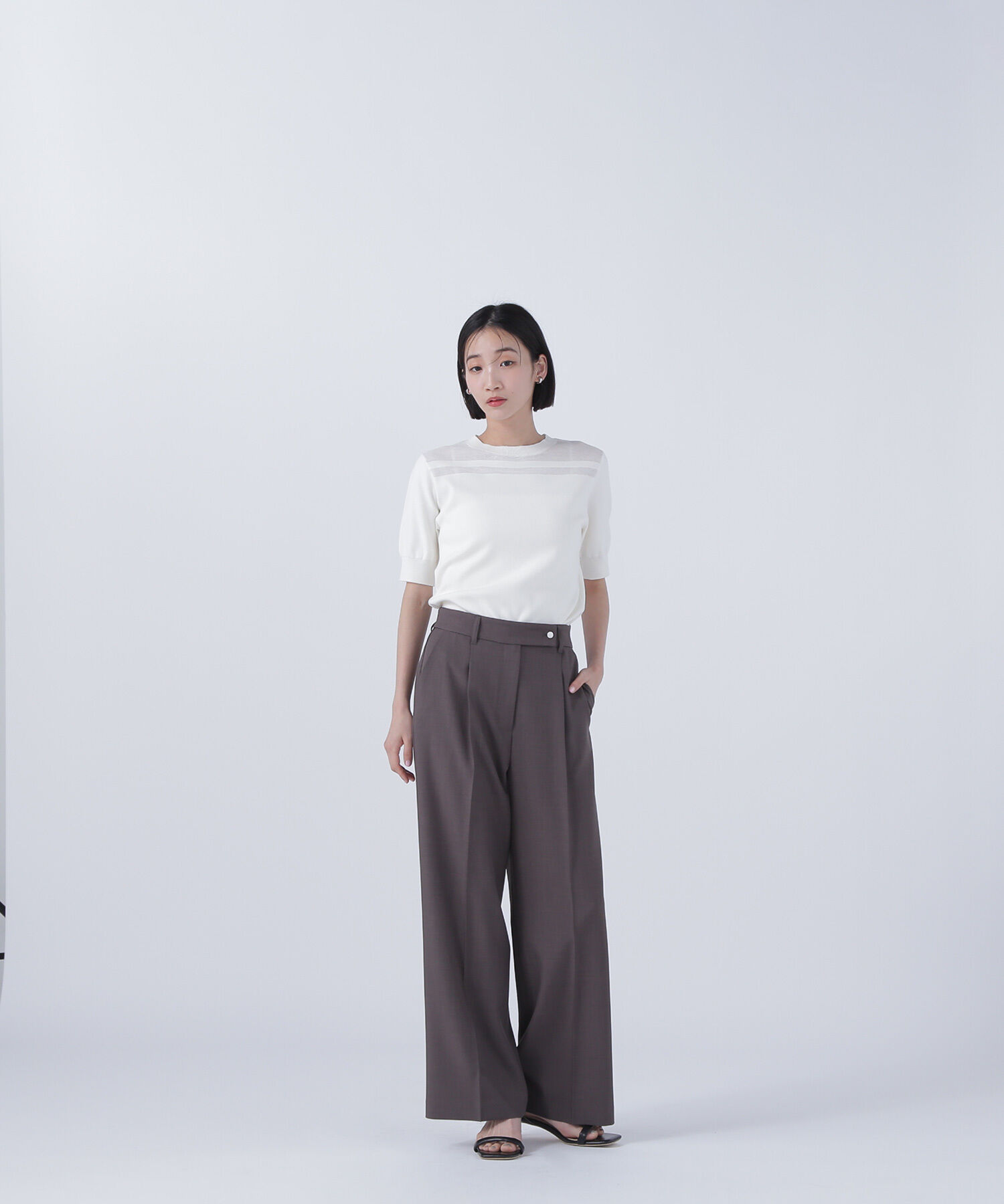  「シアー切替リブニット」|ニット・セーター|