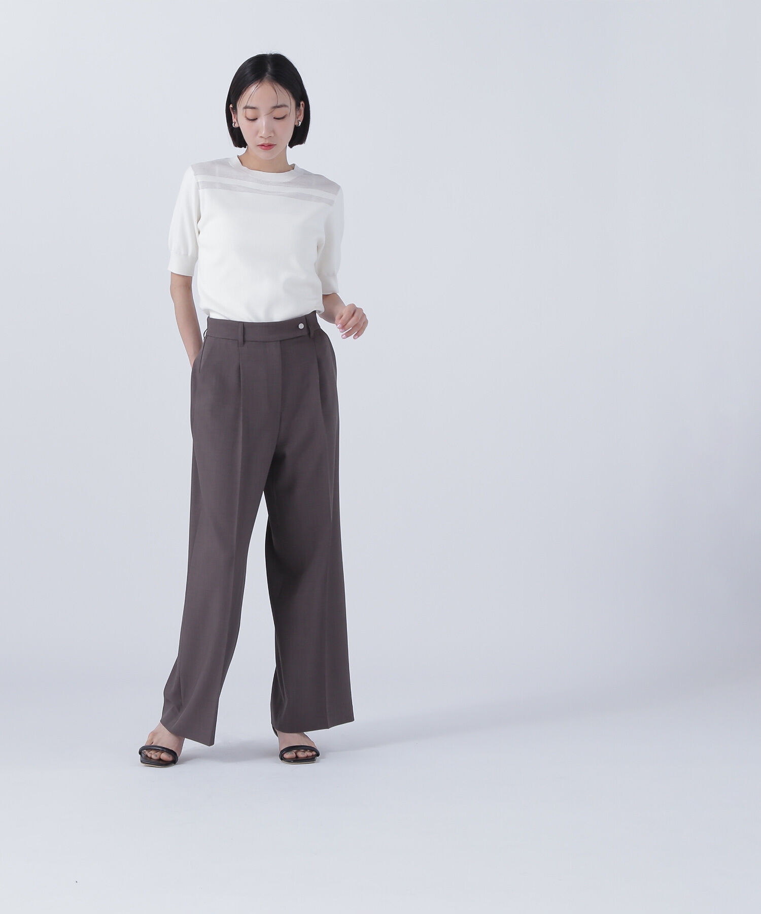  「シアー切替リブニット」|ニット・セーター|