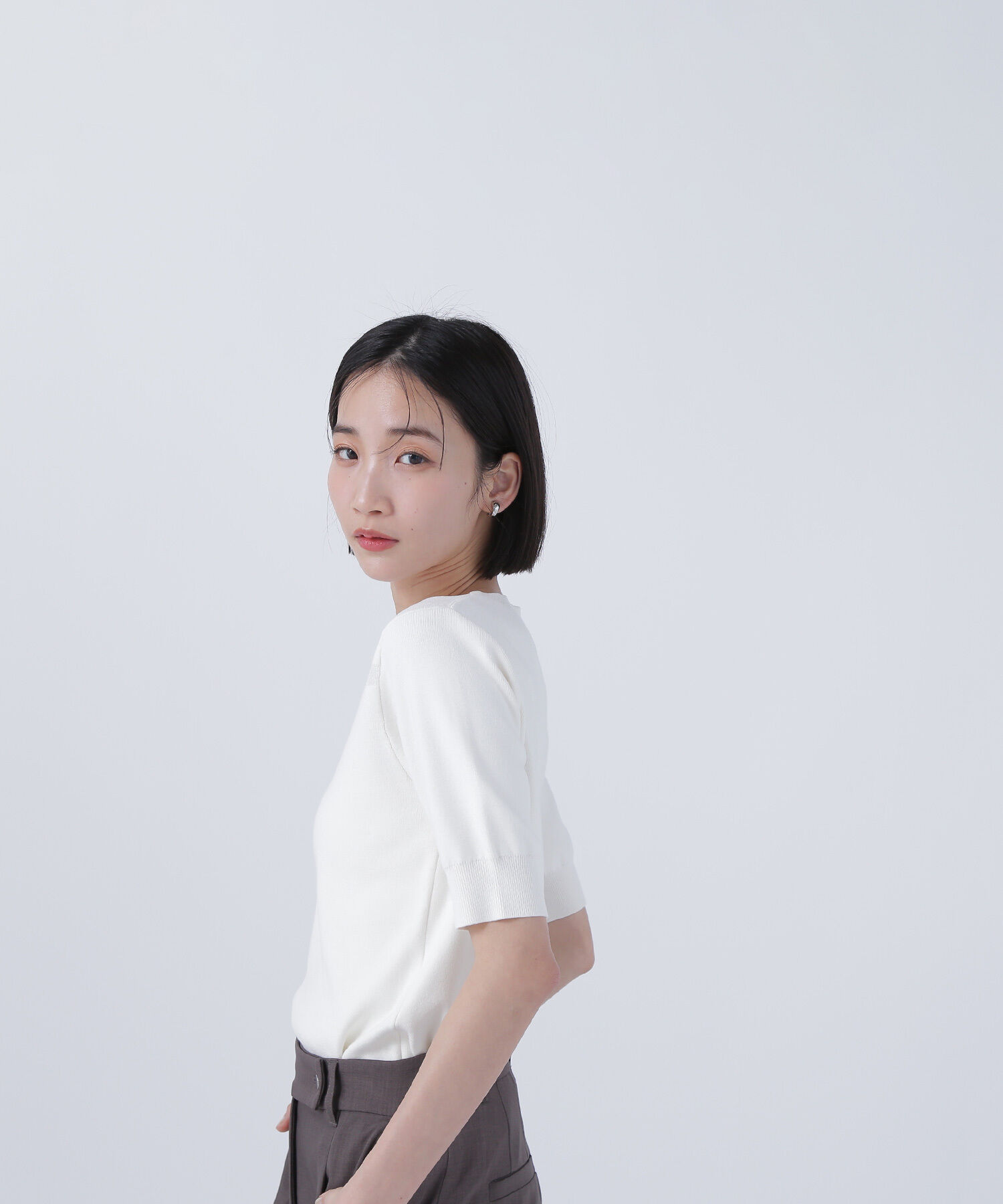  「シアー切替リブニット」|ニット・セーター|