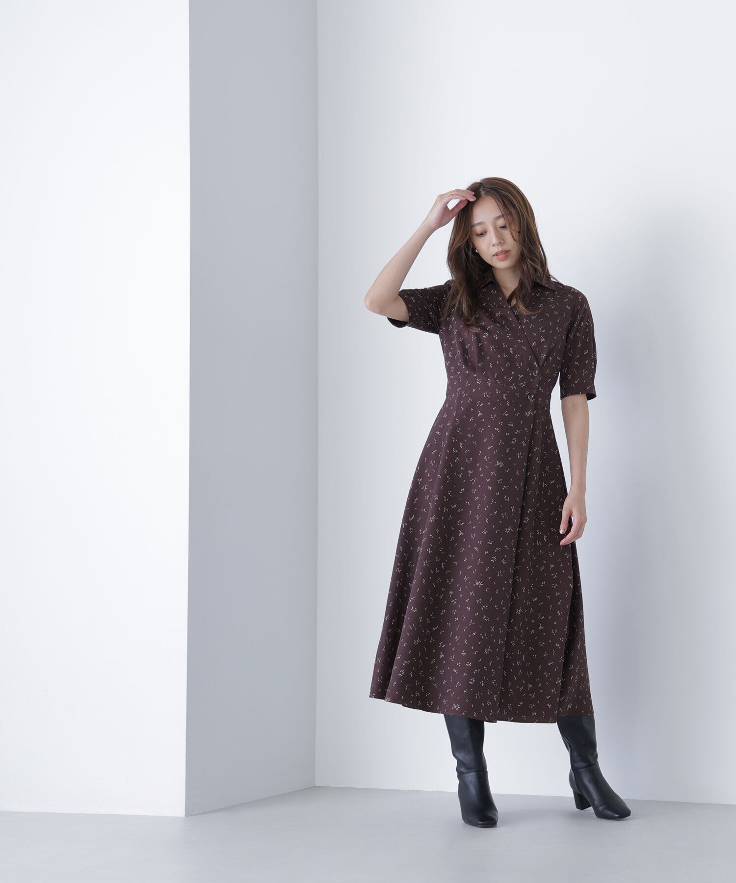  「スキッパープリントワンピース」|ワンピース|