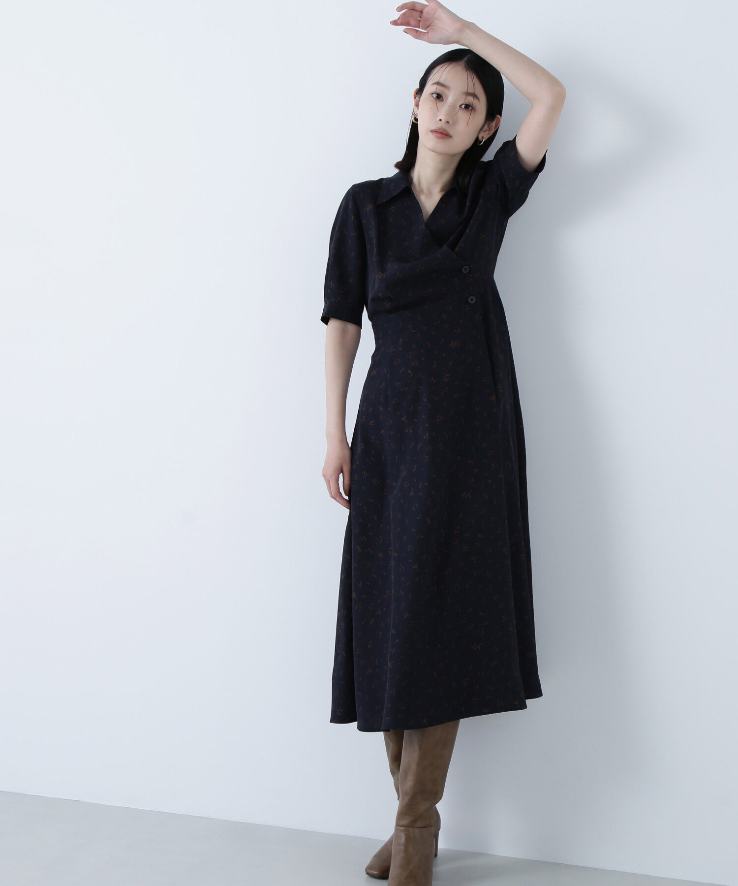  「スキッパープリントワンピース」|ワンピース|