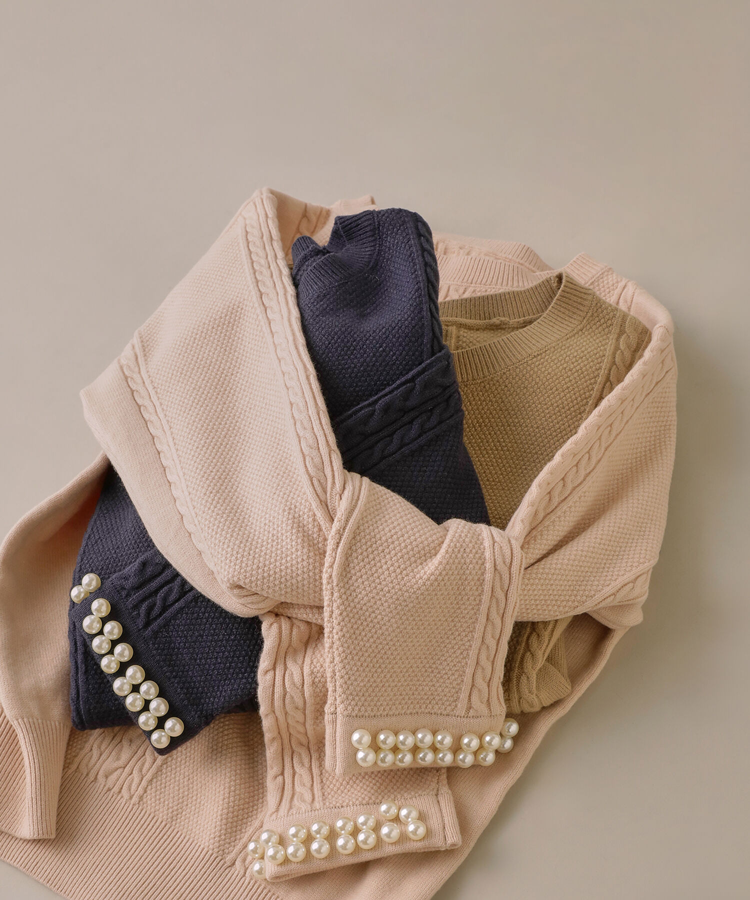  「パールブレスレットニット」|ニット・セーター|パールピンク