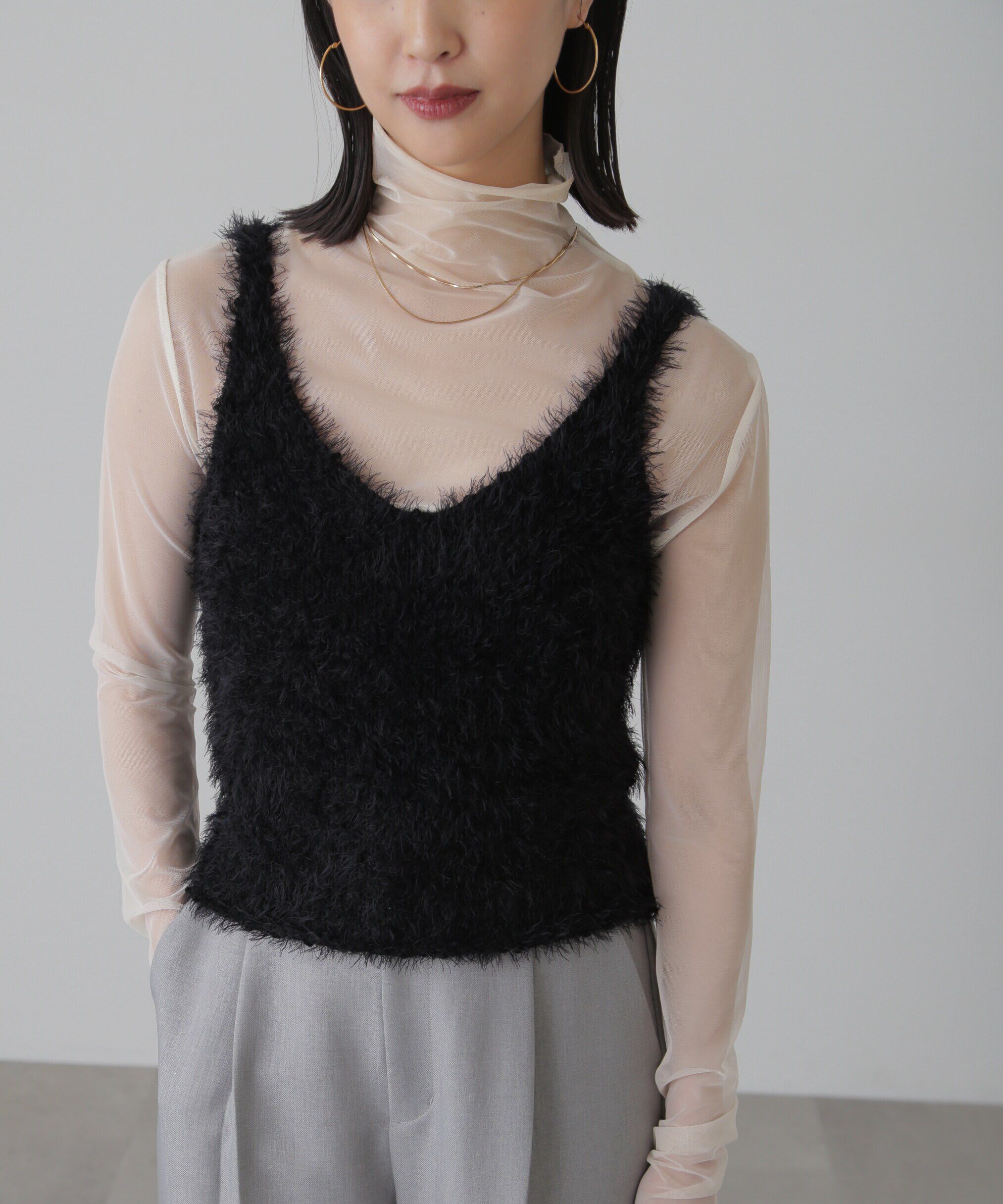  「フェザーニットタンクトップ」|ニット・セーター|ブラック