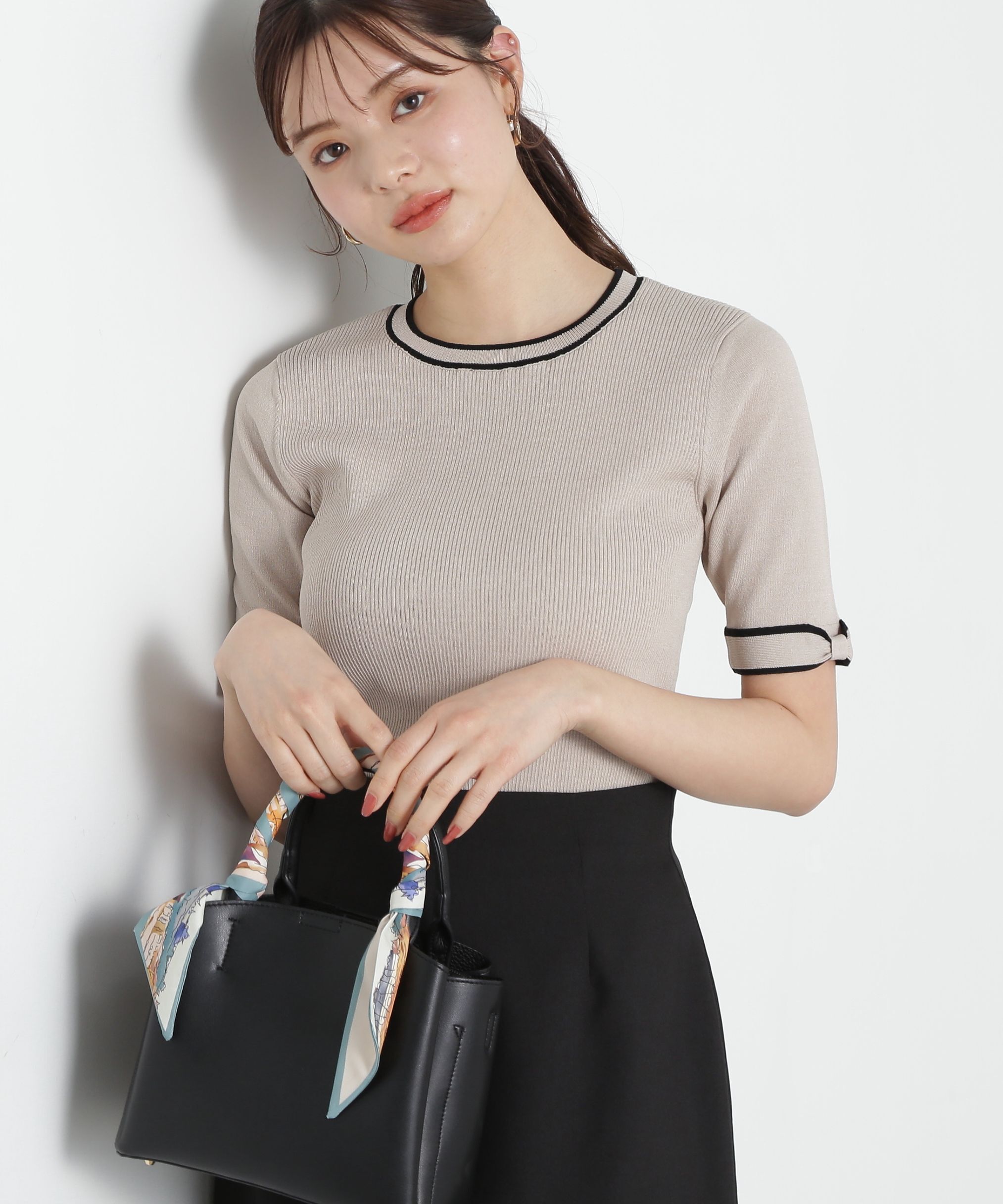 PROPORTION BODY DRESSING「リボンポイントニット」|ニット・セーター|ベージュ&times;ブラ