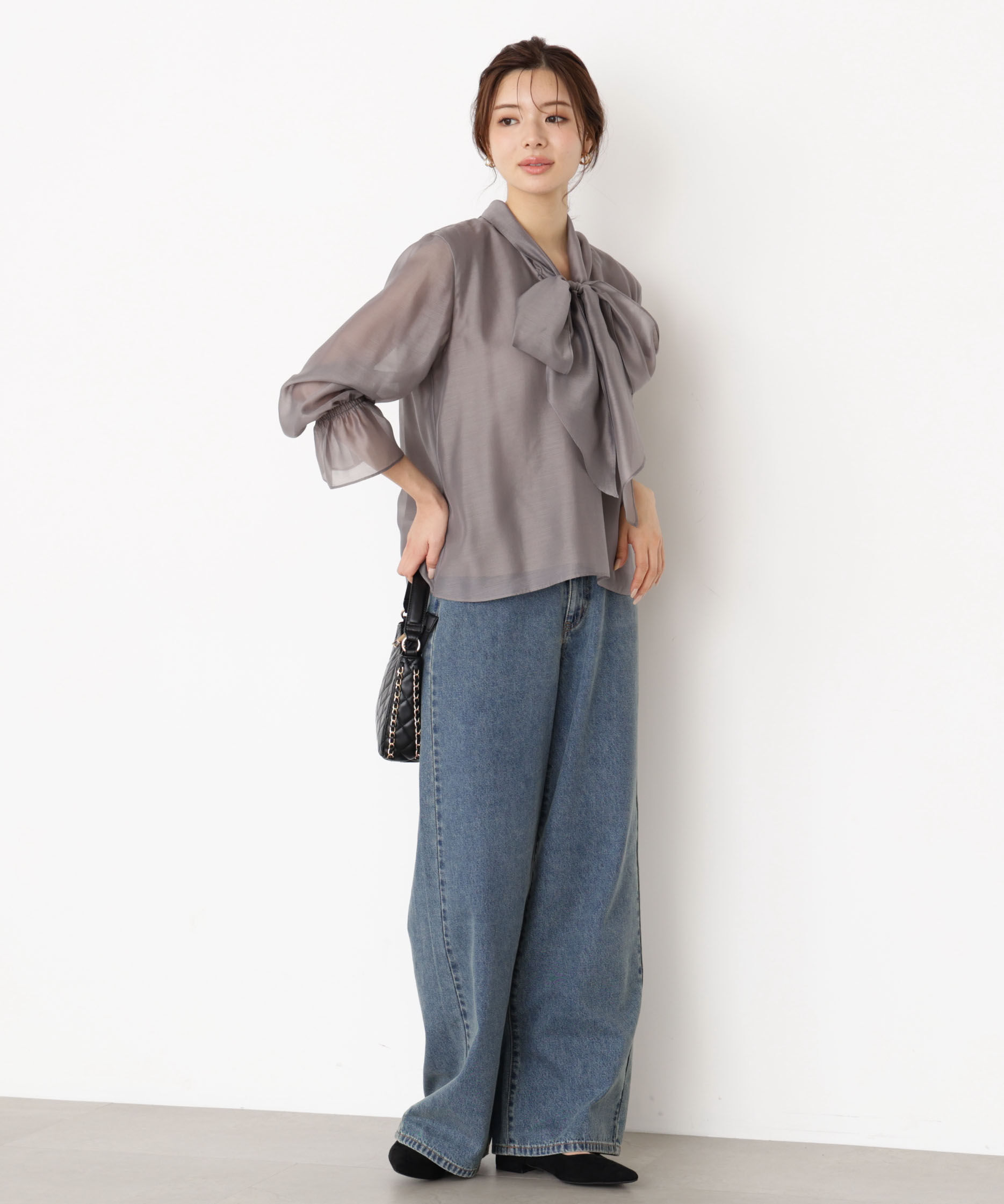 PROPORTION BODY DRESSING「＜ウォッシャブル＞シアーボウタイブラウス 25AW」|シャツ・ブラウス|