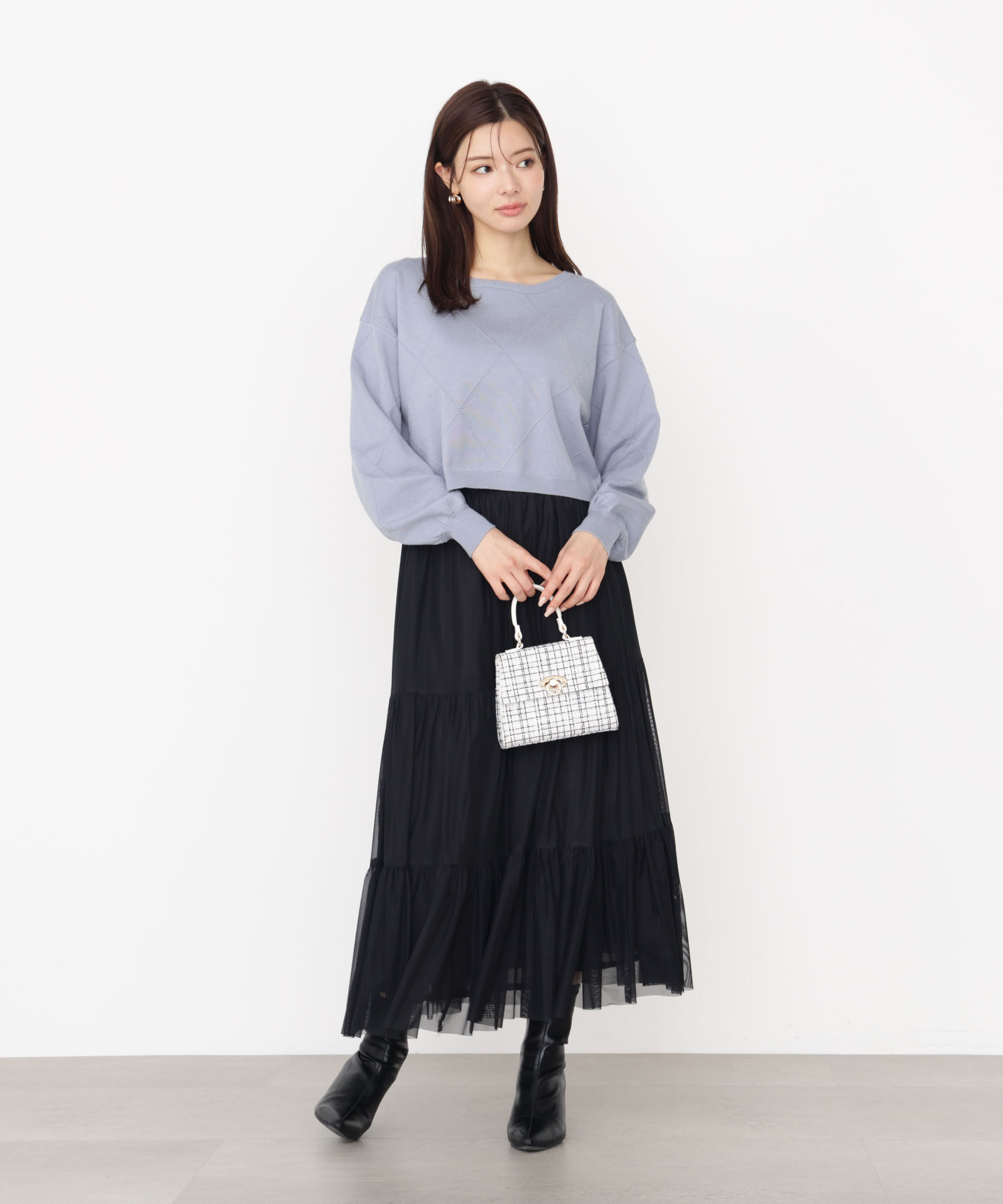 PROPORTION BODY DRESSING「チュールティアードスカート」|スカート|ブラック