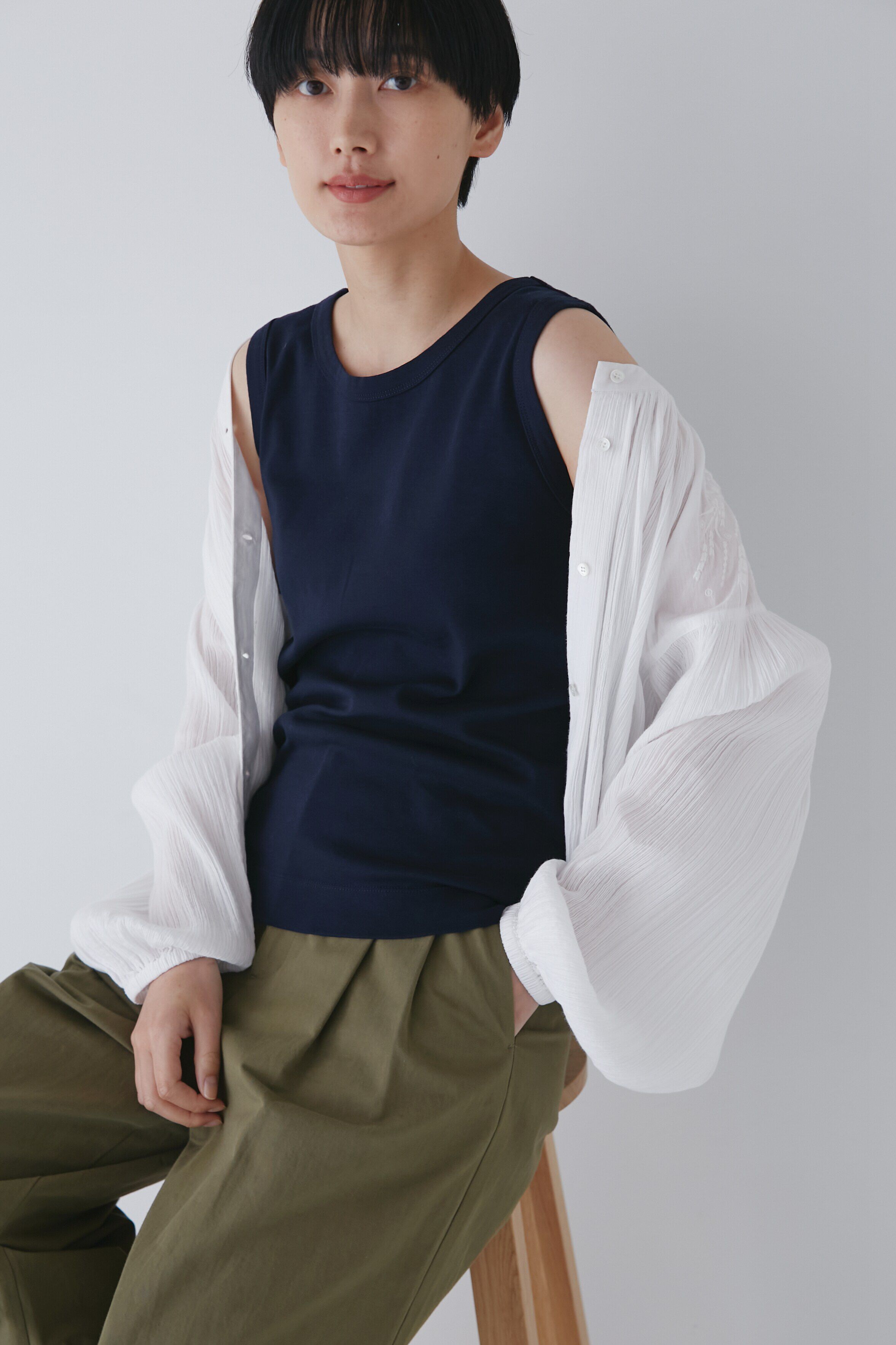  「◆オーガニックコットンタンクトップ」|Tシャツ・カットソー|ネイビー