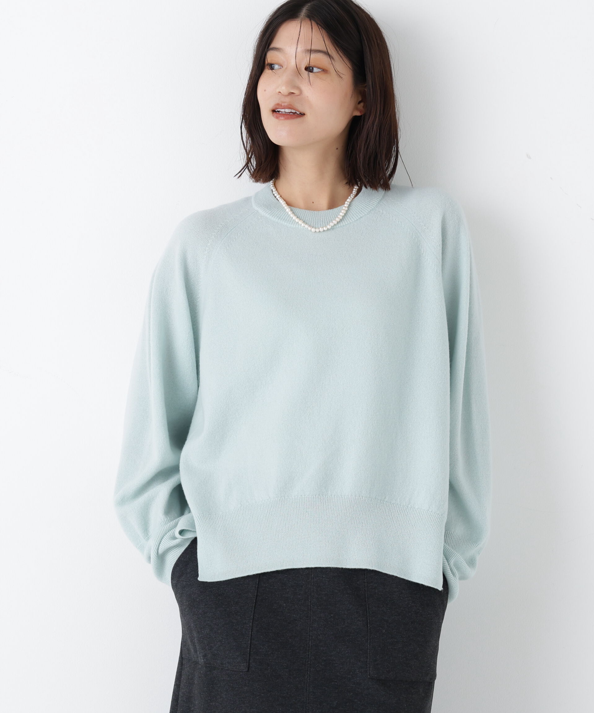  「◆ミドルゲージウールクルーネックプルオーバー」|ニット・セーター|ミントグリー