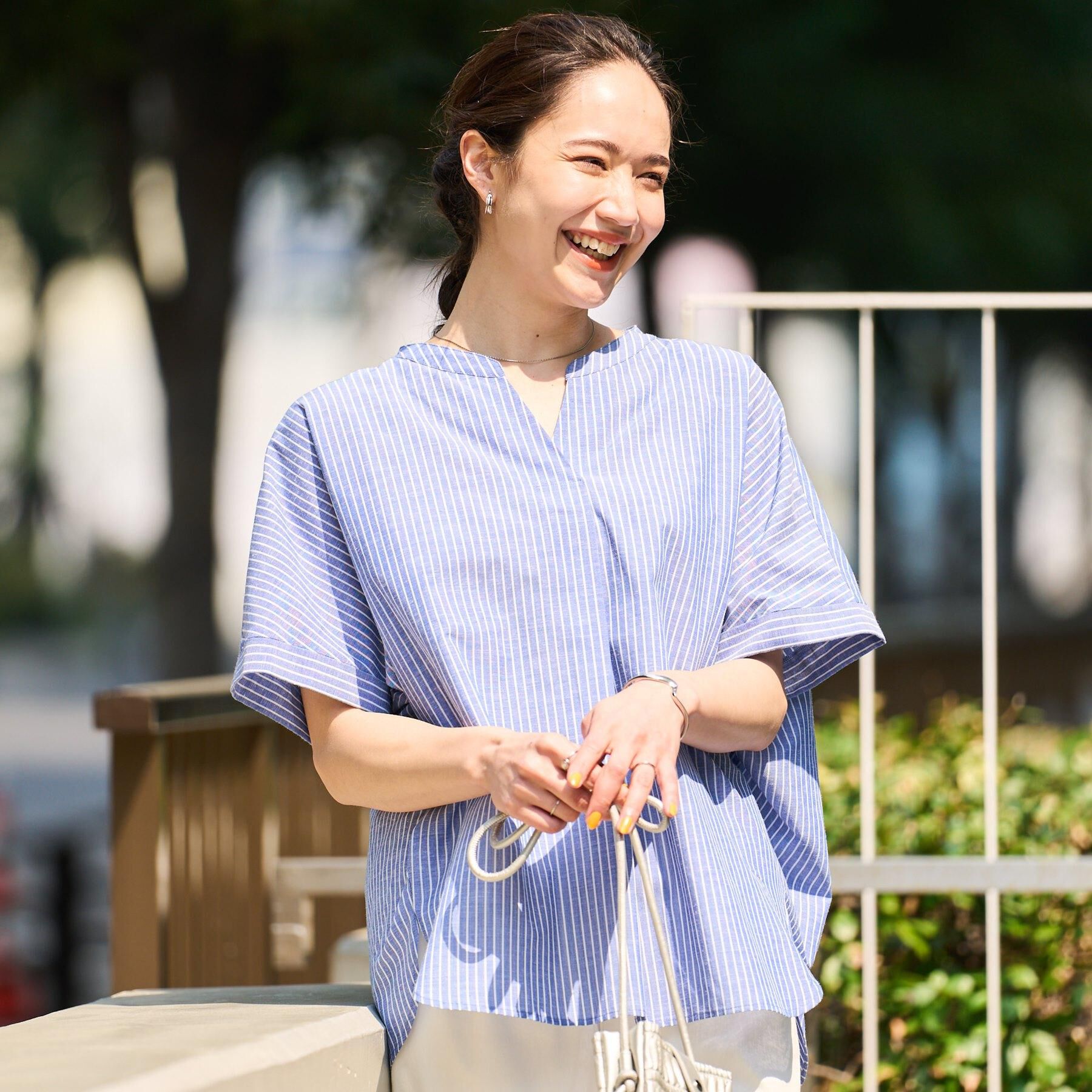 SHOO･LA･RUE「【高レビュー/洗える/UV/吸水速乾】洗濯後しわになりにくいリネンブレンドドルマンシャツ」|シャツ・ブラウス|