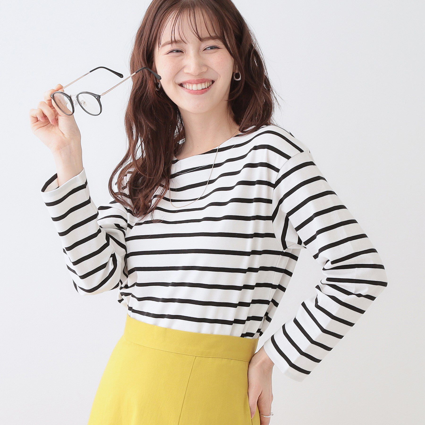 SHOO･LA･RUE「【洗える/S-LL】シンプルだから着回ししやすい コットンアソートロンT」|Tシャツ・カットソー|オフホワイト(303