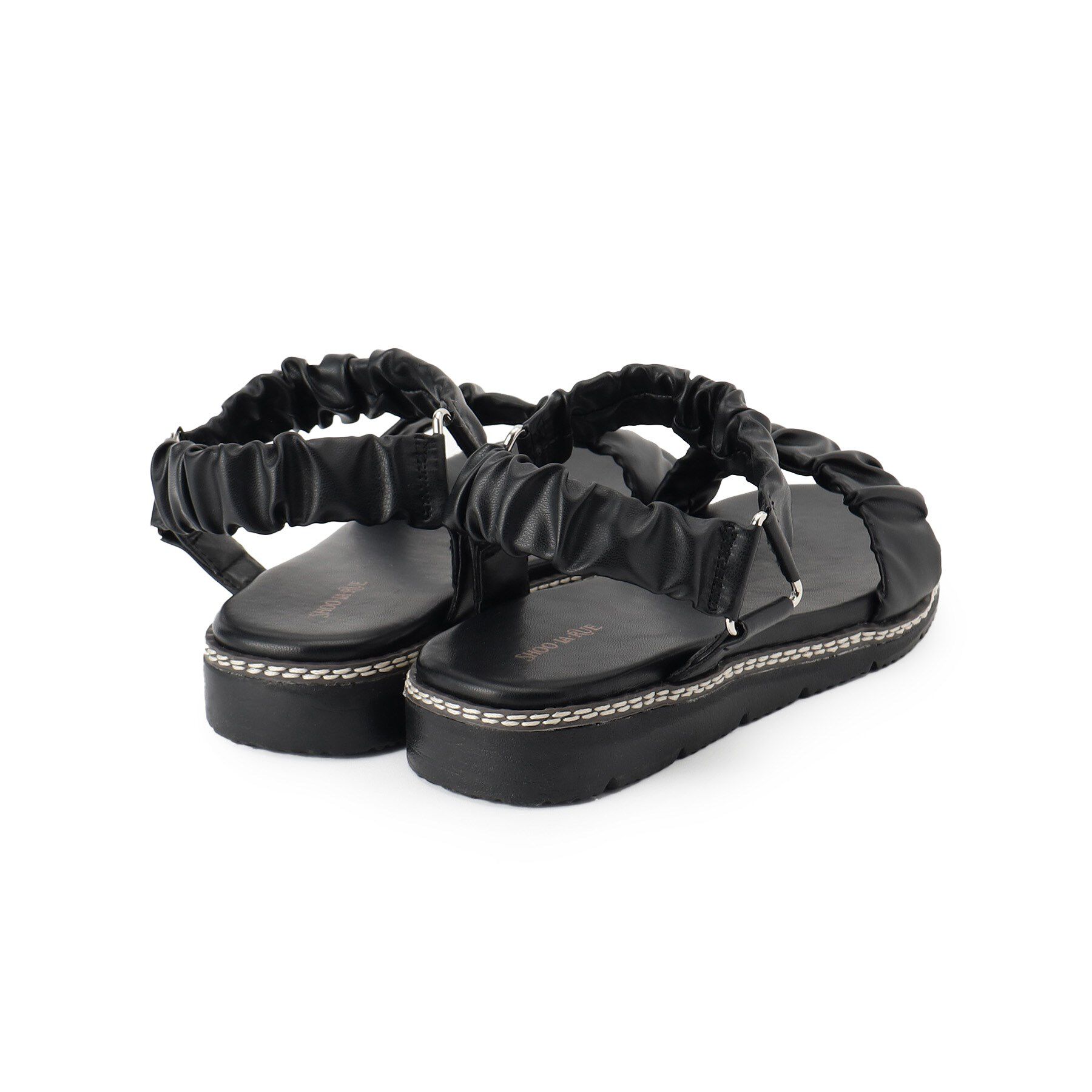 SHOO･LA･RUE「くしゅくしゅデザインが大人の抜け感をプラスする ギャザーベルトサンダル」|サンダル|