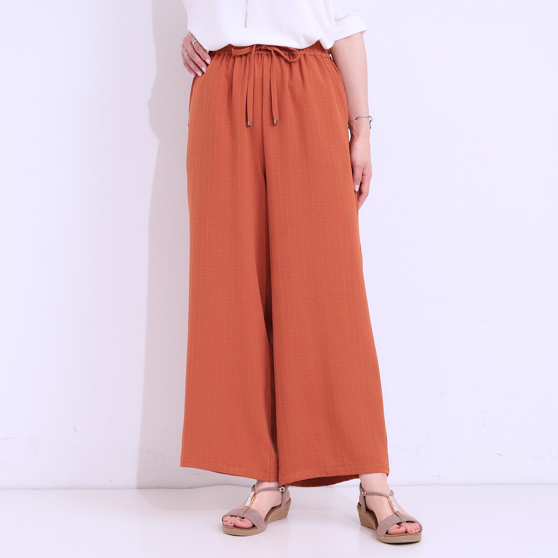 SHOO･LA･RUE「【着丈選べる/ひんやり】ストライプ見えイージーワイドパンツ」|その他|