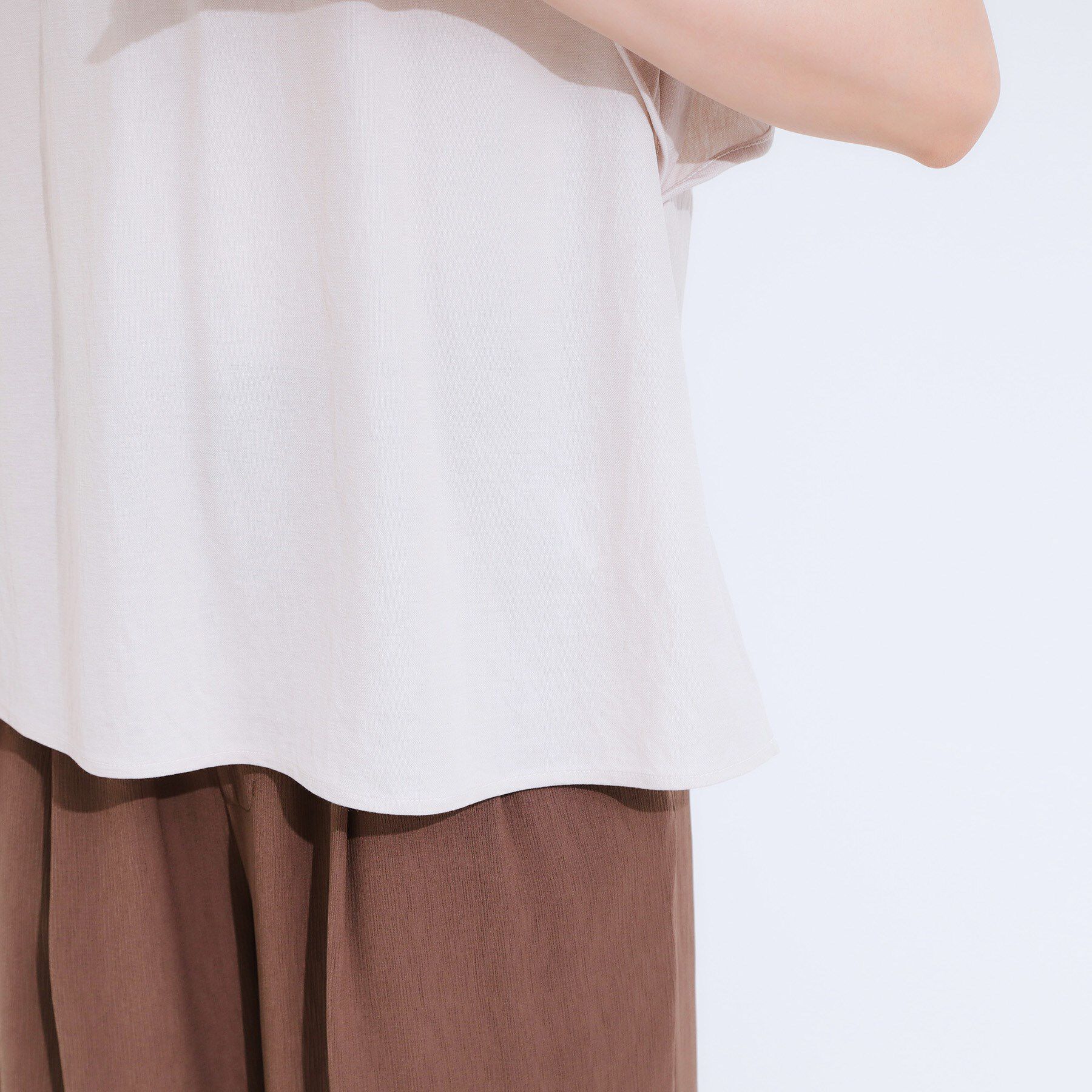 SHOO･LA･RUE「【セットアップ可/ひんやり/S-LL】きちんと感のあるフリル袖トップス」|Tシャツ・カットソー|