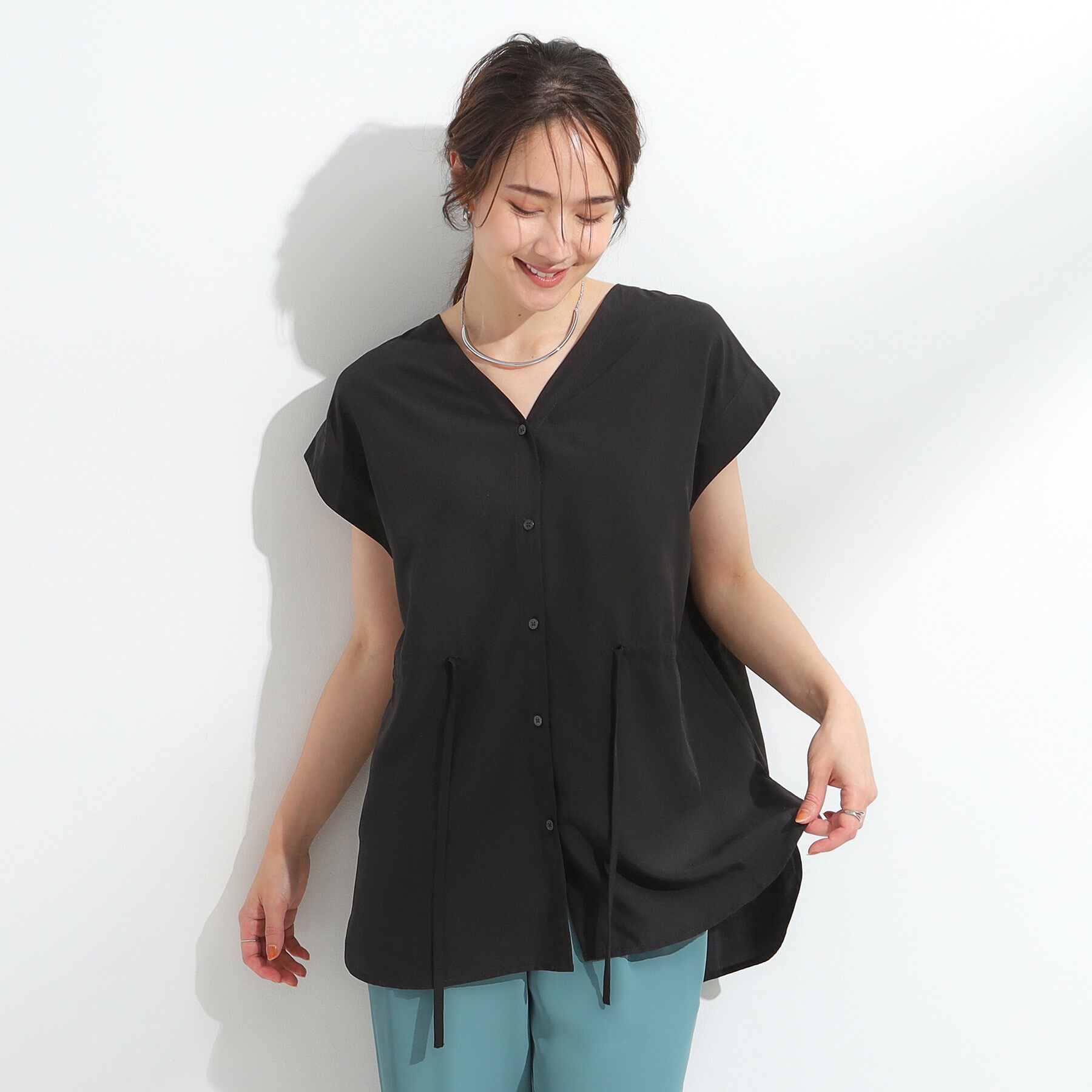 SHOO･LA･RUE「【S-LL】シルエットが変えられる サファリシャツ」|シャツ・ブラウス|