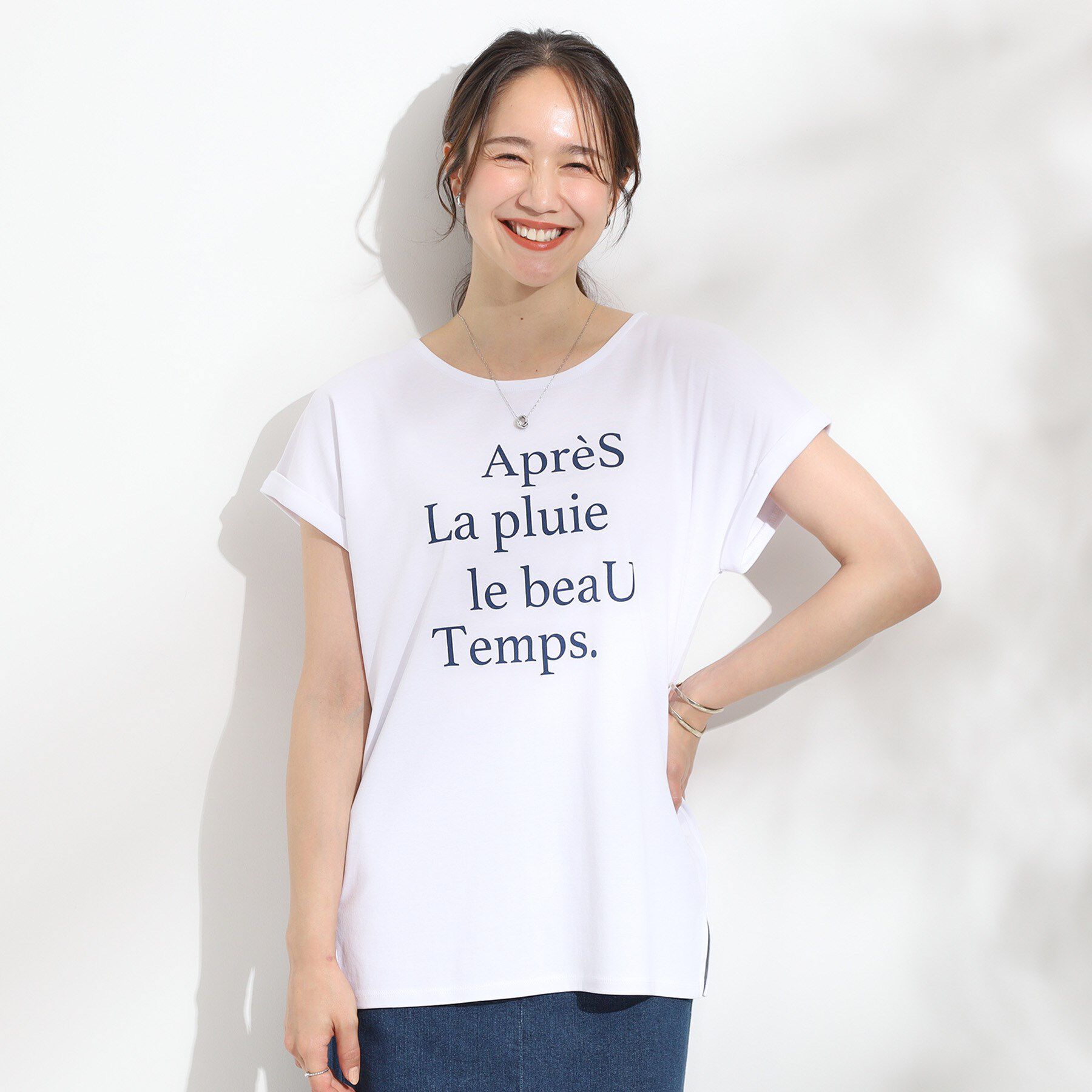 SHOO･LA･RUE「【汗ジミ防止/ひんやり/UV】ロゴプリントTシャツ」|Tシャツ・カットソー|