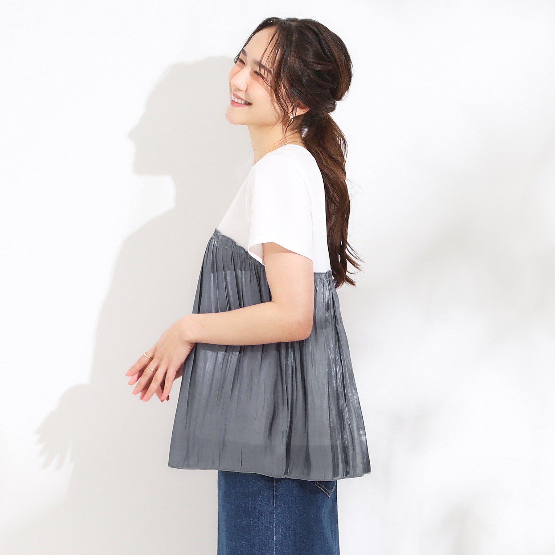 SHOO･LA･RUE「【S-LL/ひんやり】インせず決まる ビスチェ風ドッキングトップス」|Tシャツ・カットソー|