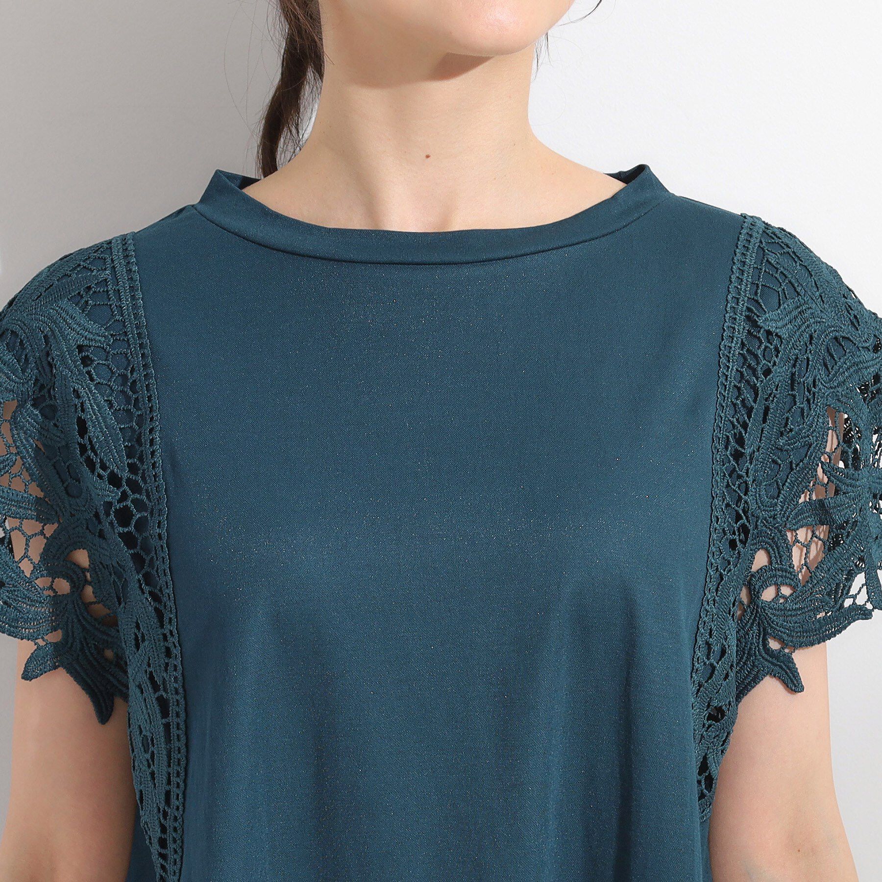 SHOO･LA･RUE「【S-LL】上品華やか お袖レースチュニックトップス」|チュニック|