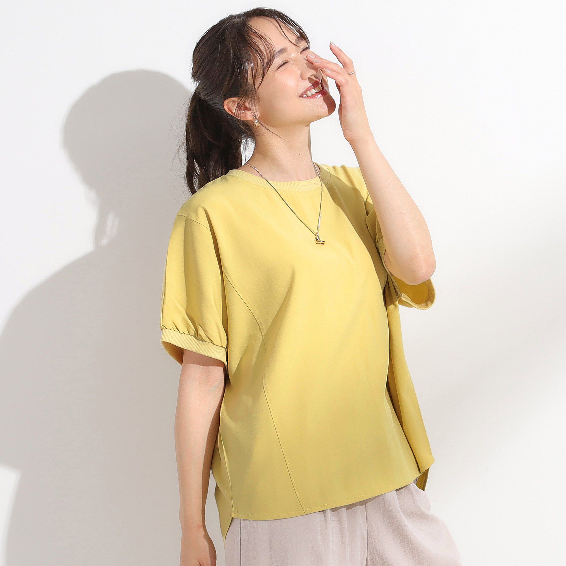 SHOO･LA･RUE「【ひんやり/洗濯後しわになりにくい】リブ切り替えドルマンブラウス」|シャツ・ブラウス|