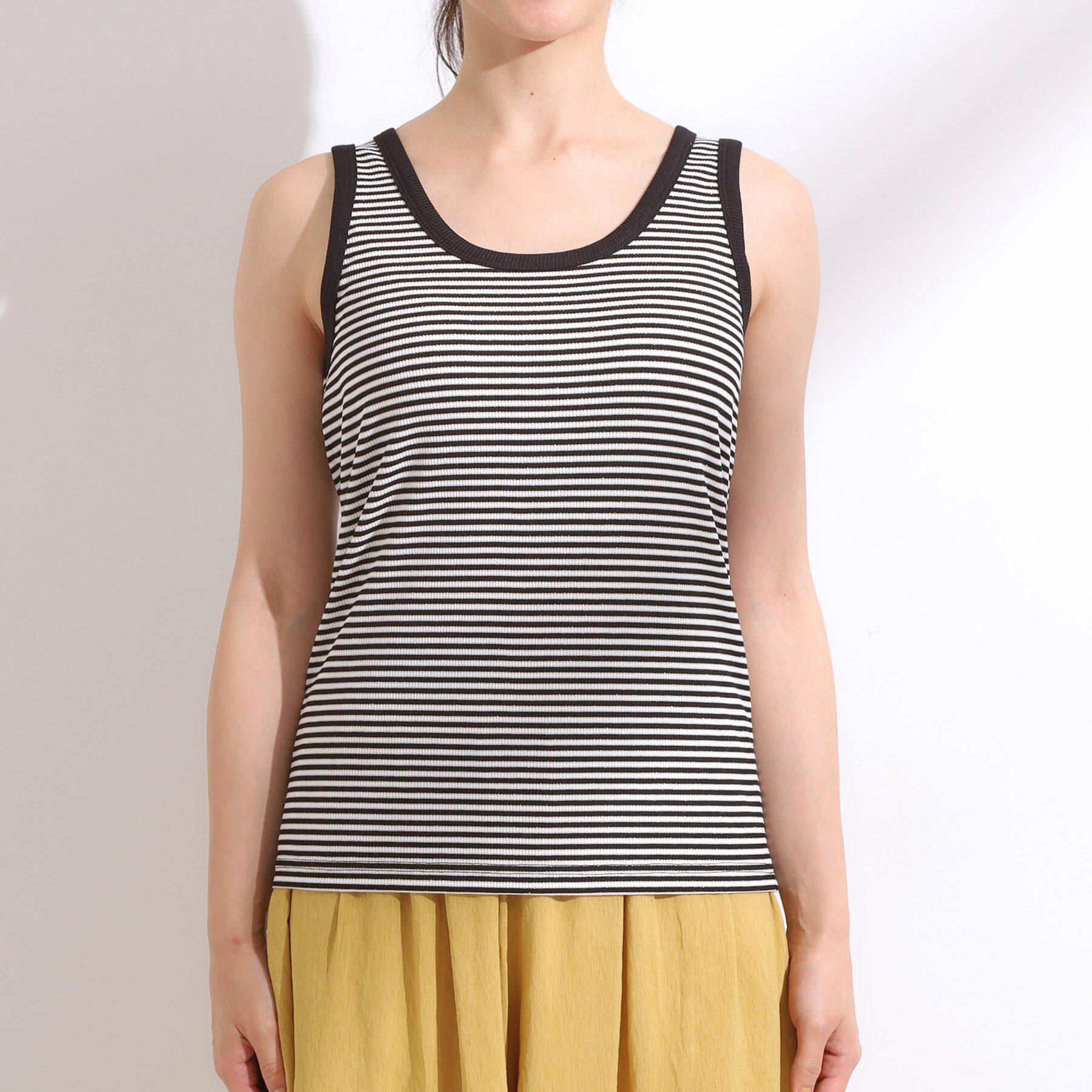 SHOO･LA･RUE「【洗える/S-LL】首元きれい テレコリブタンクトップ」|キャミソール|