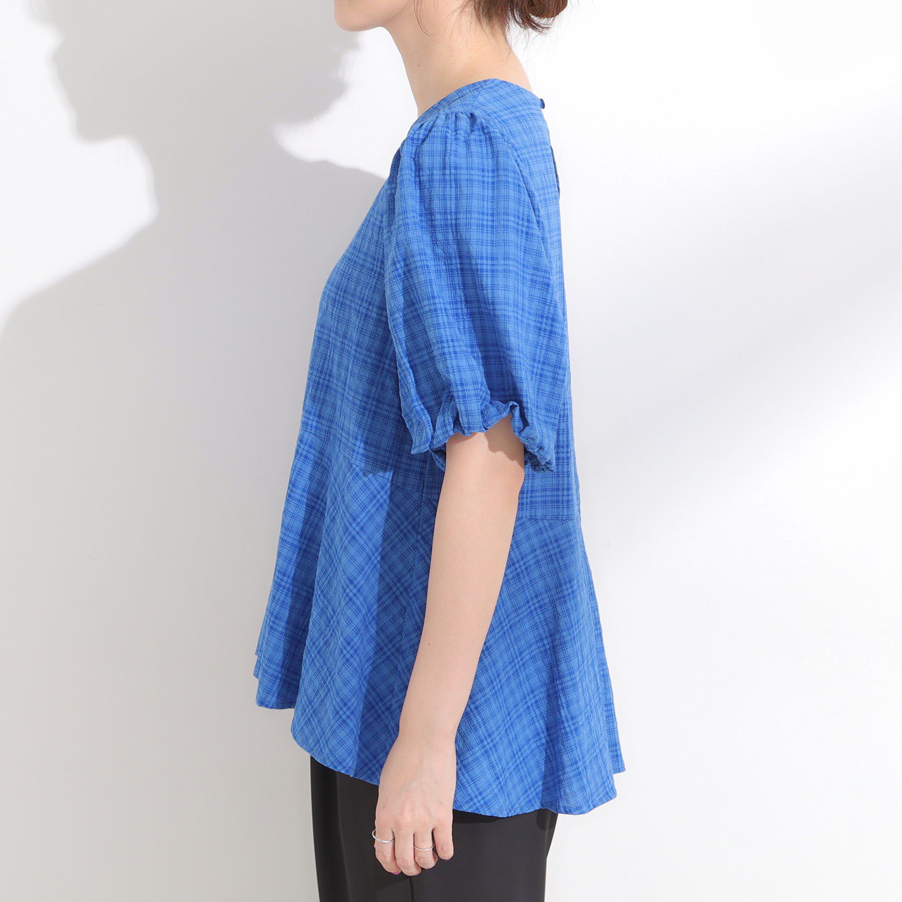 SHOO･LA･RUE「【S-LL】バルーン袖で大人可愛く ペプラムブラウス」|シャツ・ブラウス|