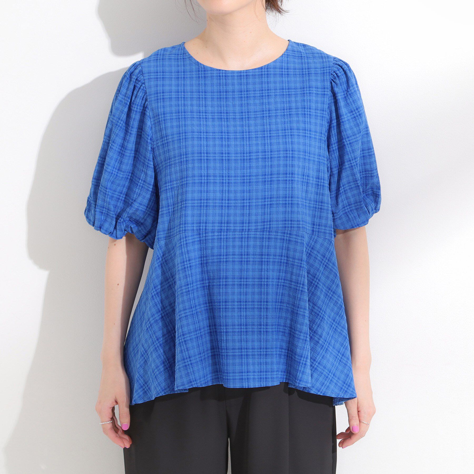 SHOO･LA･RUE「【S-LL】バルーン袖で大人可愛く ペプラムブラウス」|シャツ・ブラウス|