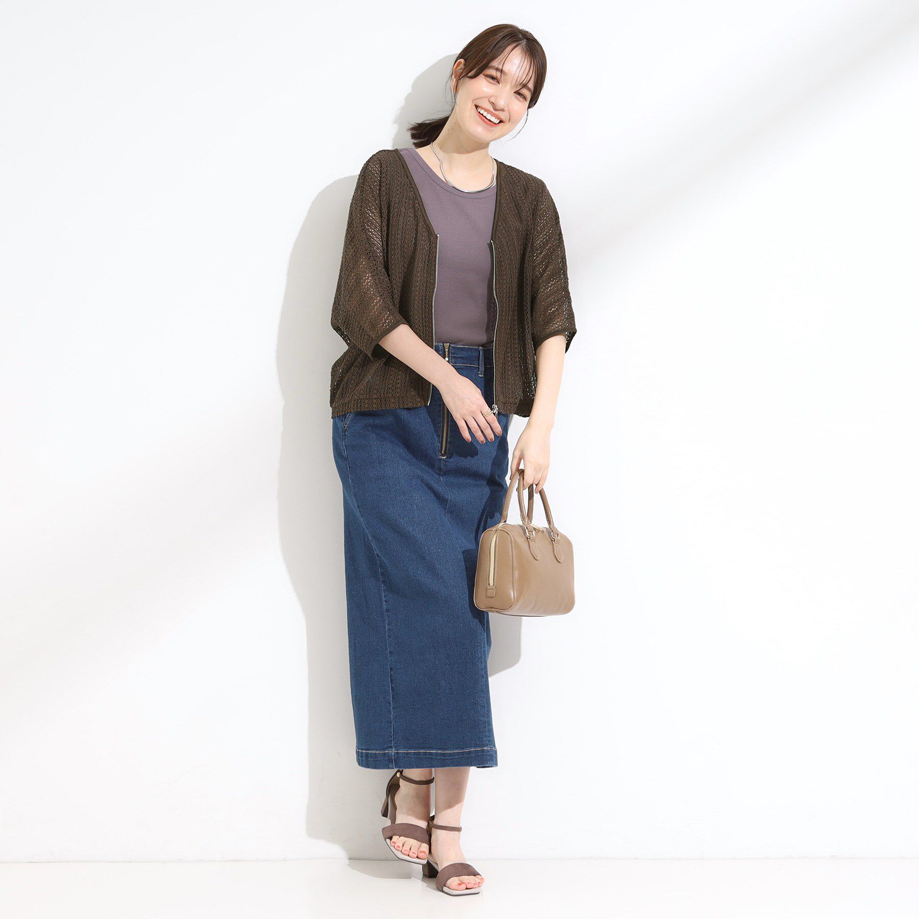 SHOO･LA･RUE「【洗える/S-LL】季節の変わり目に 透かし柄が涼やか ジップブルゾン」|ブルゾン・スタジャン|