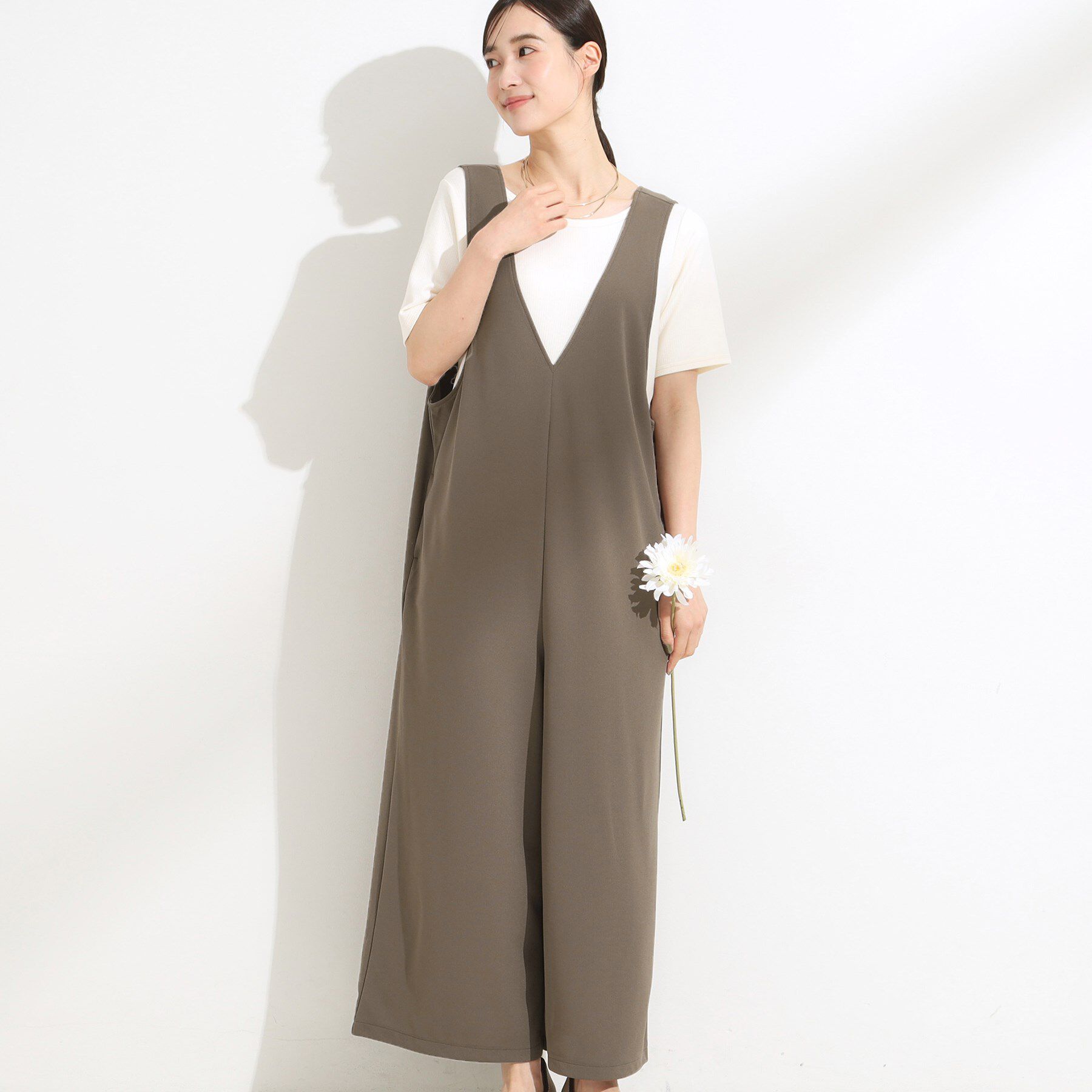 SHOO･LA･RUE「【前後2WAY/洗える】さらっと着られるサロペット」|オールインワン|ブラウン(043)